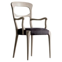 Capotavola Solid Wood Chair, Walnut in Natural Grey Finish, Contemporary