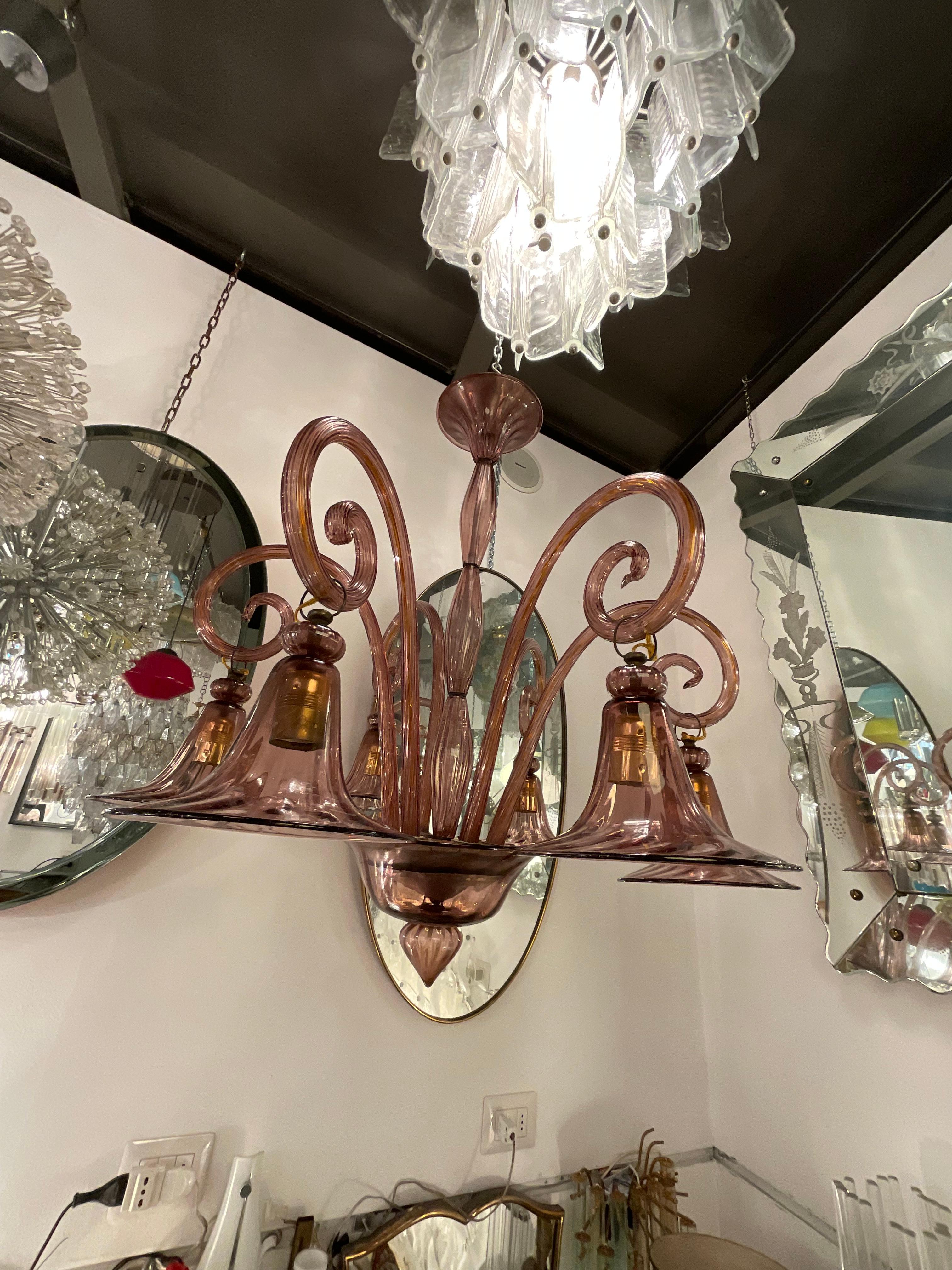 CAPPELLIN - Lámpara de cristal soplado de 6 luces - Murano 1930 en venta 2