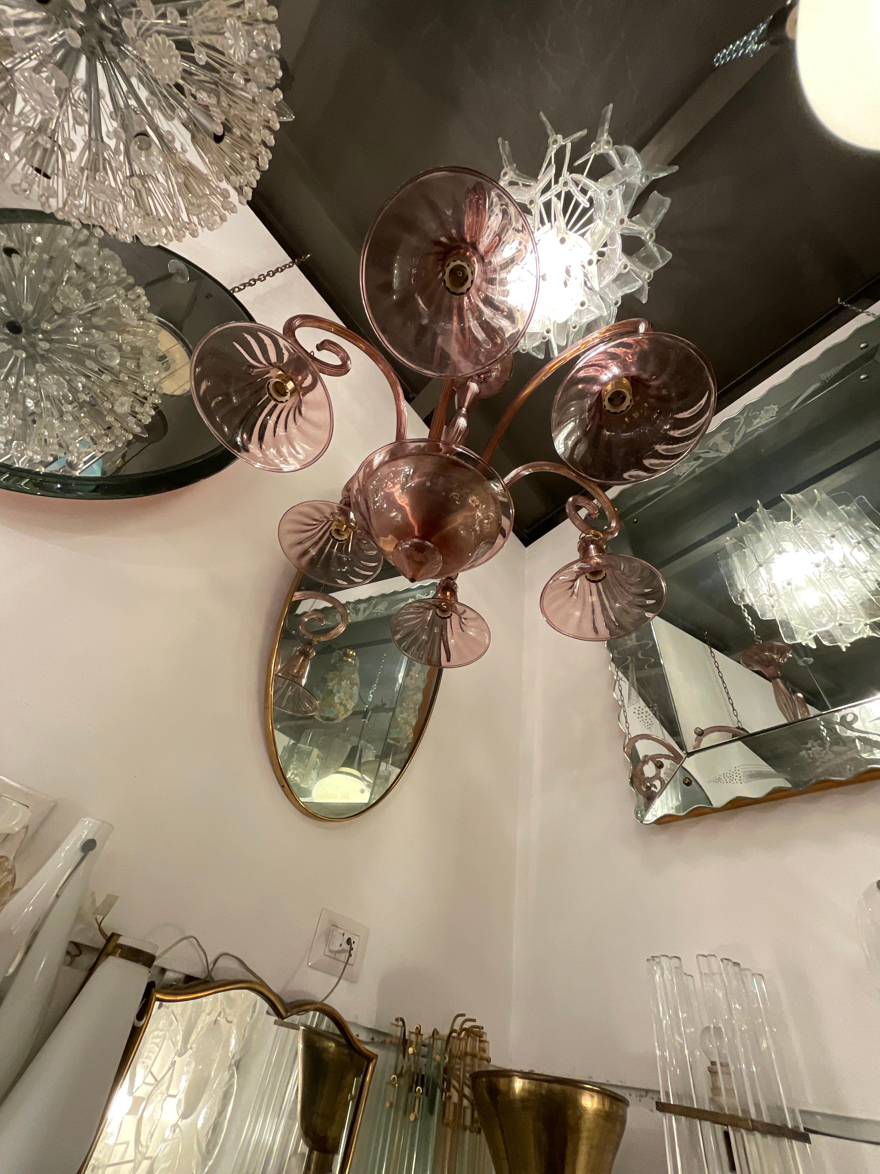 CAPPELLIN - Lámpara de cristal soplado de 6 luces - Murano 1930 Italian en venta