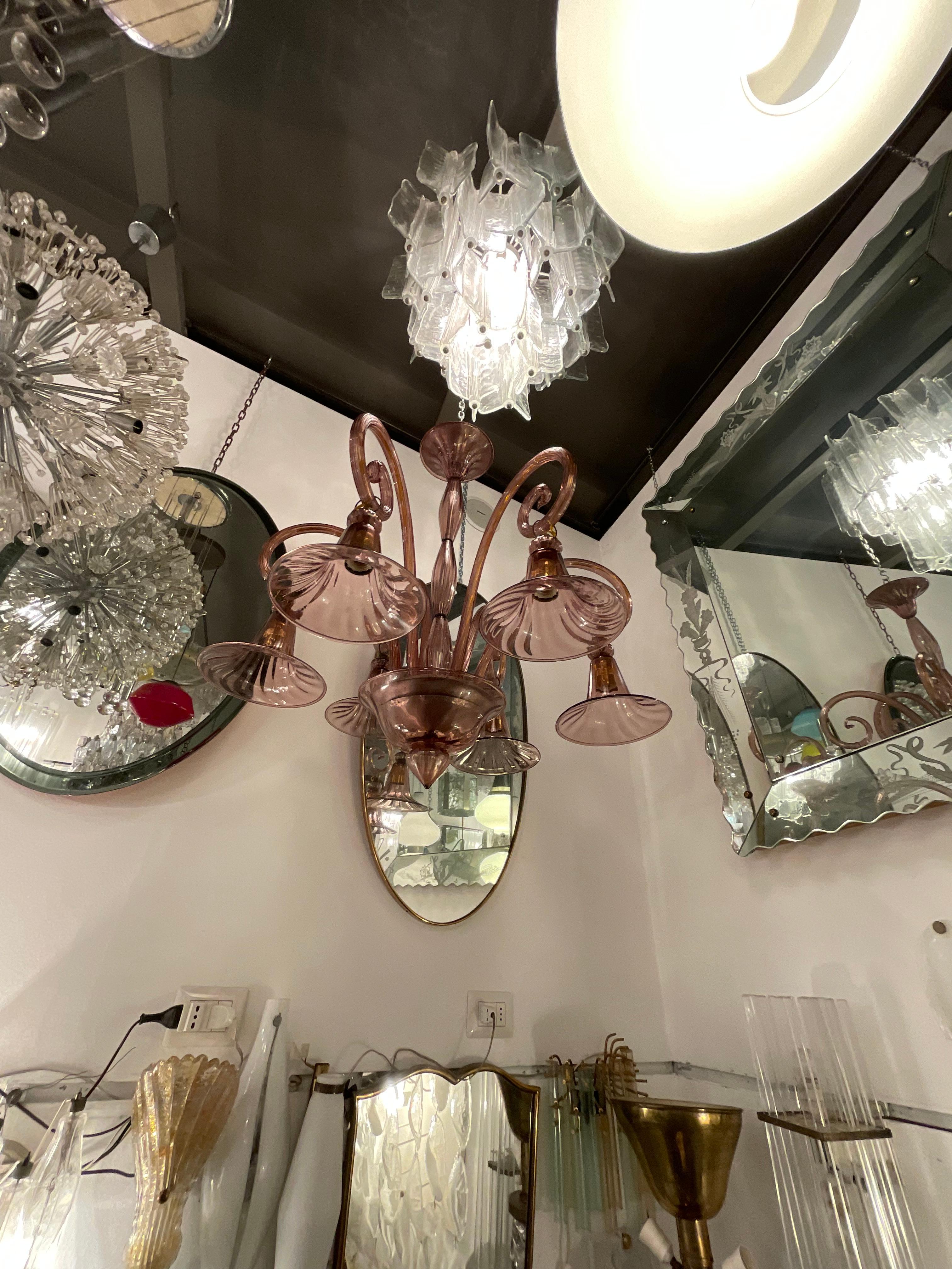 CAPPELLIN - Lámpara de cristal soplado de 6 luces - Murano 1930 Mid-20th Century en venta