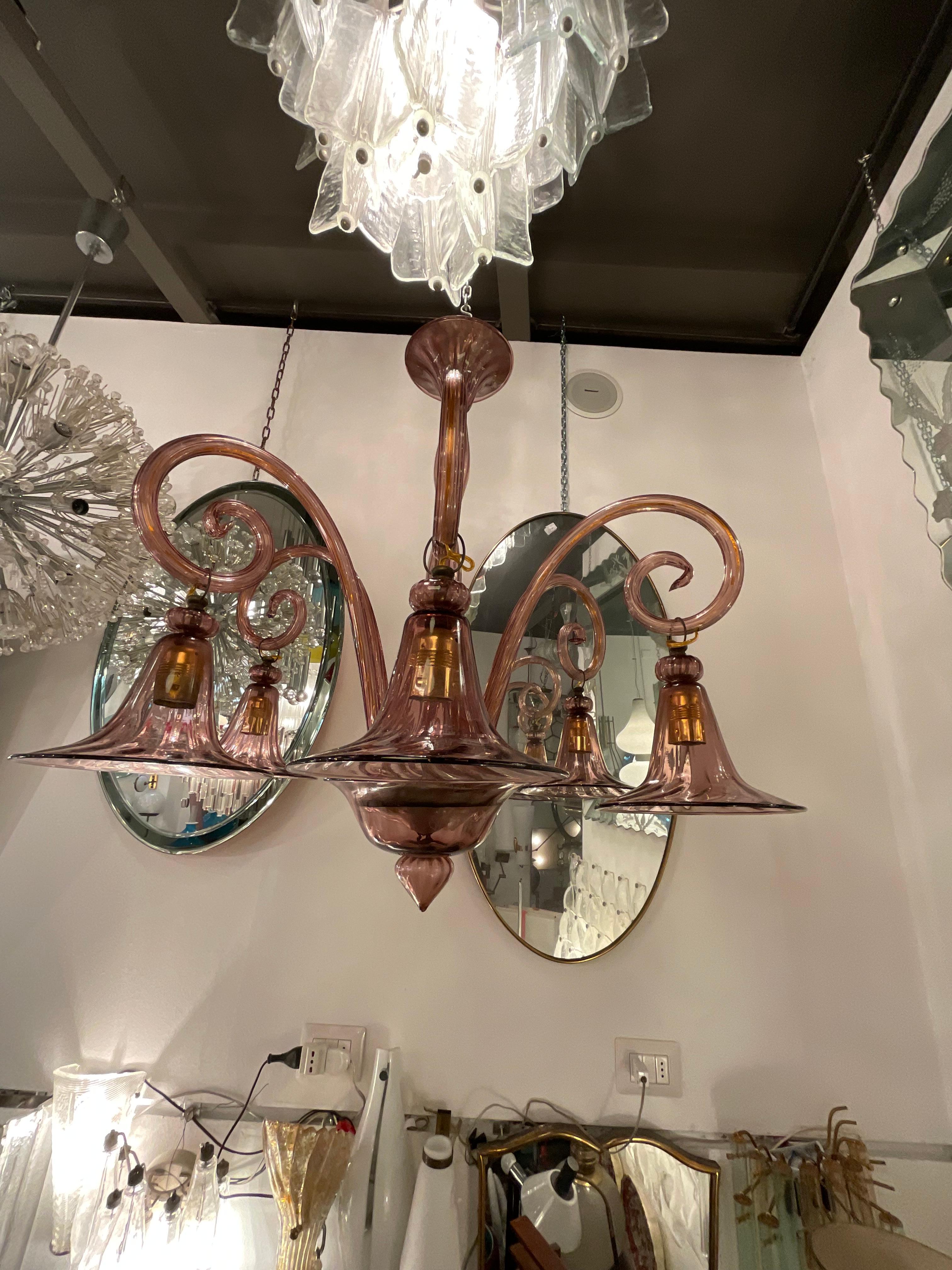CAPPELLIN - Lámpara de cristal soplado de 6 luces - Murano 1930 Vidrio soplado en venta