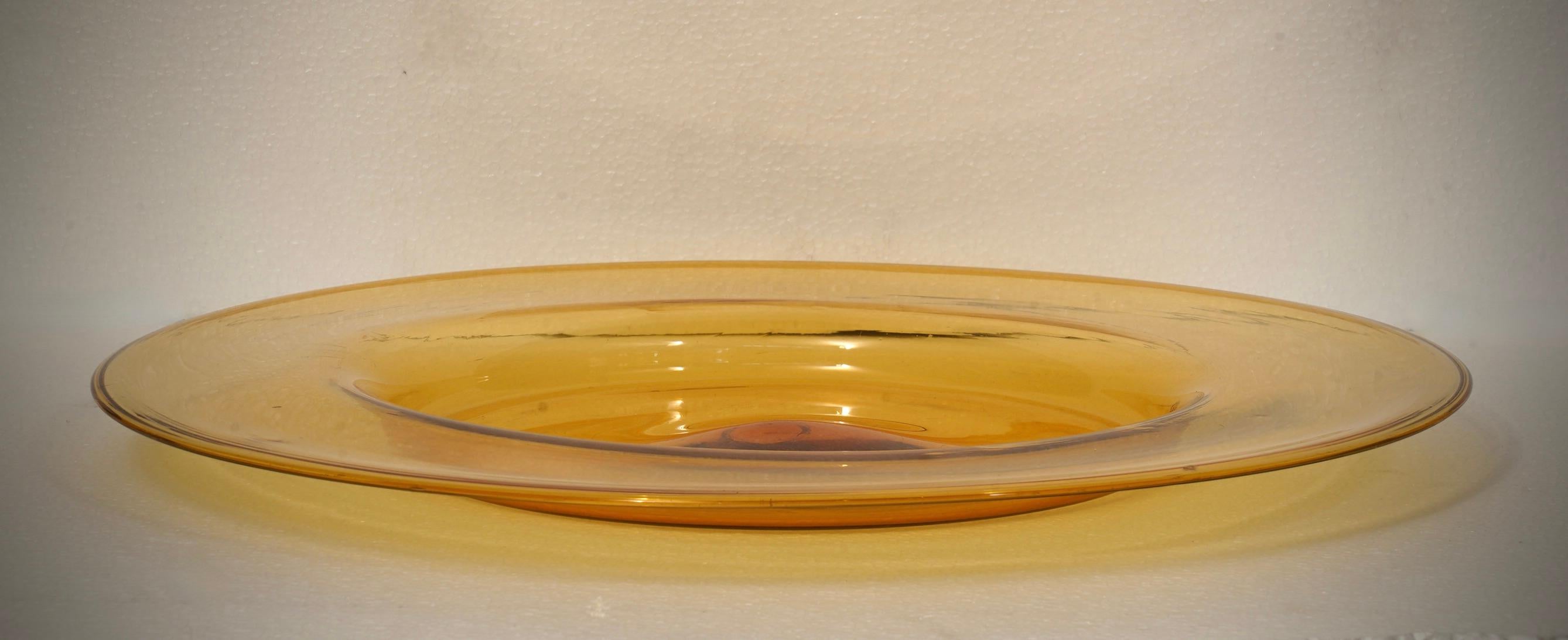 Piatto rotondo in vetro arancione di Cappellin Murano, 1920 in vendita 3
