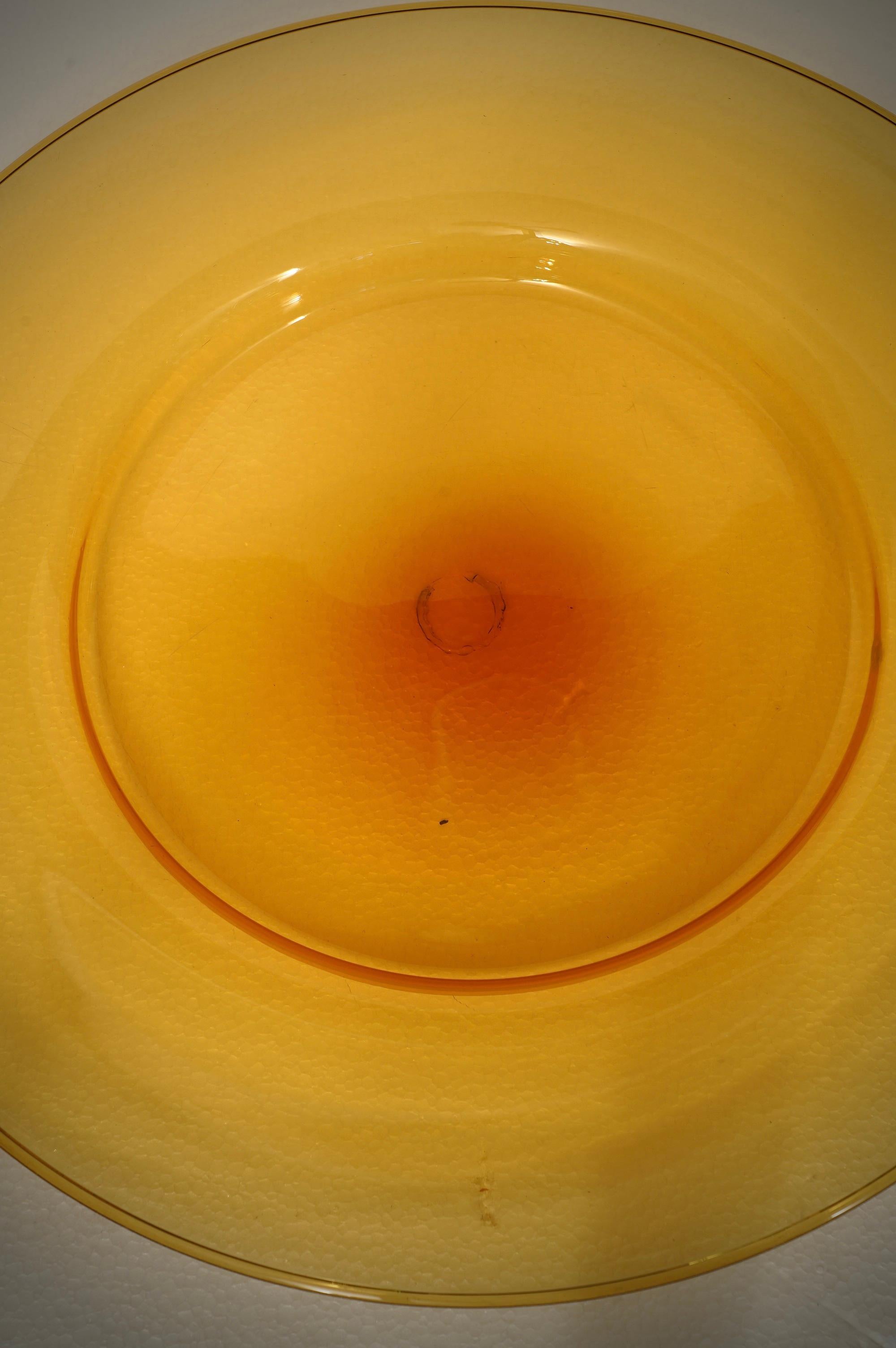 Piatto rotondo in vetro arancione di Cappellin Murano, 1920 in vendita 2