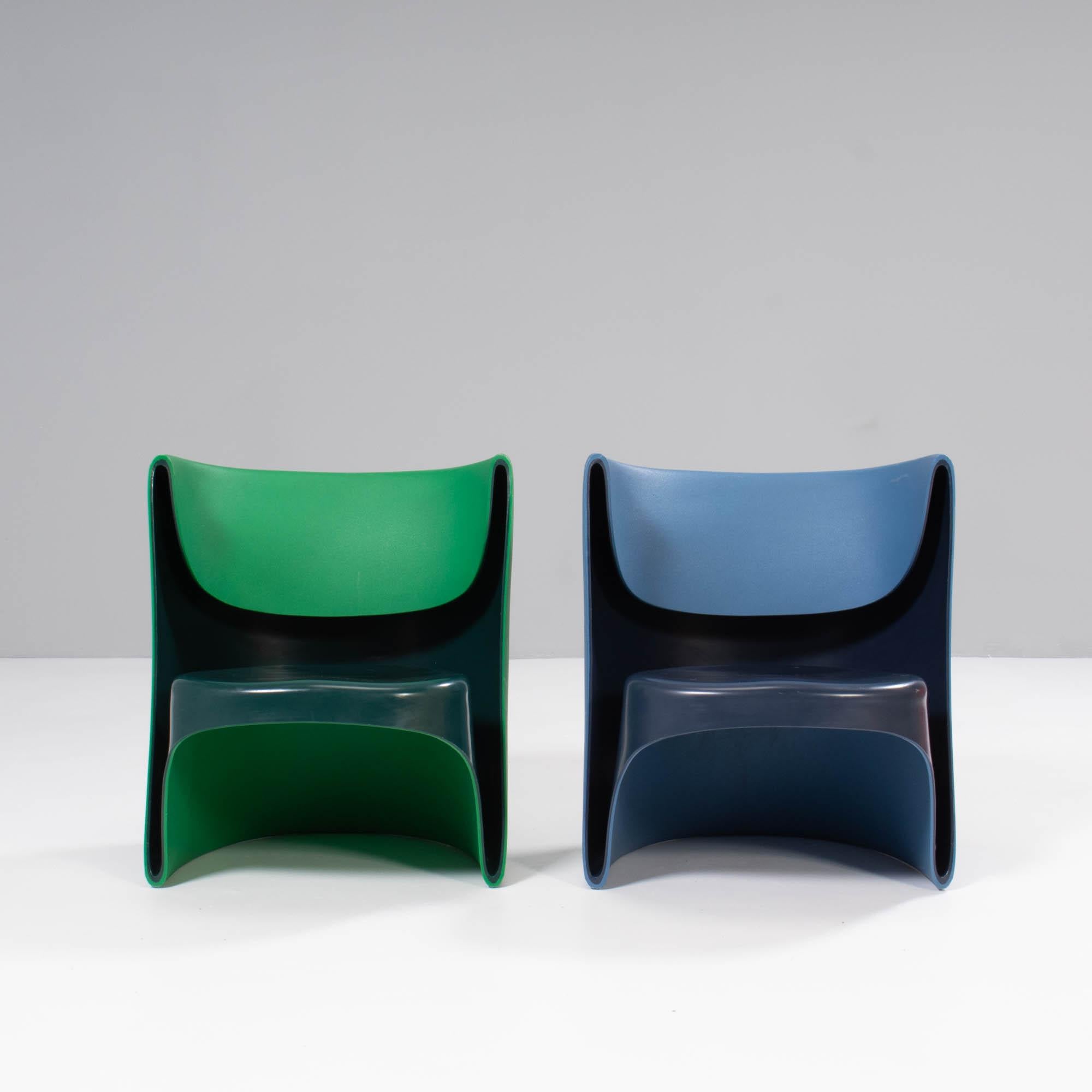 Italian Cappellini by Ron Arad ‘Nino Rota’ Blue & Green Chairs, Set of 2