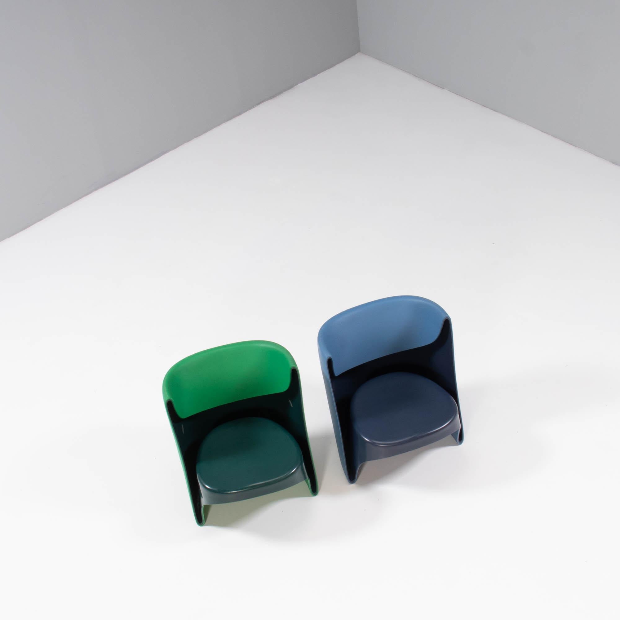 Cappellini by Ron Arad ‘Nino Rota’ Blue & Green Chairs, Set of 2 In Fair Condition In London, GB