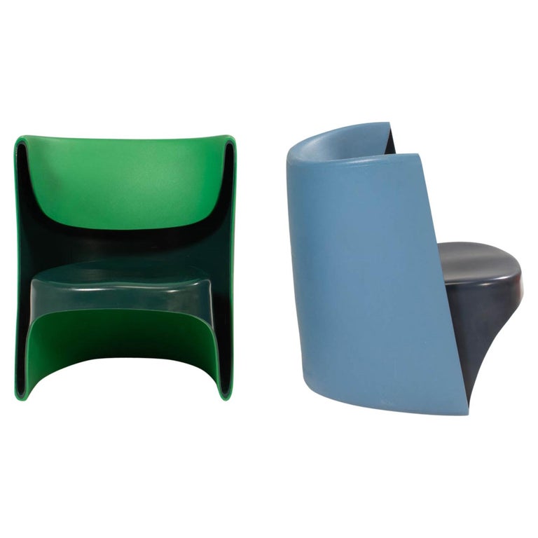 Cappellini by Ron Arad 'Nino Rota' Blue and Green Chairs, Set of 2 at  1stDibs