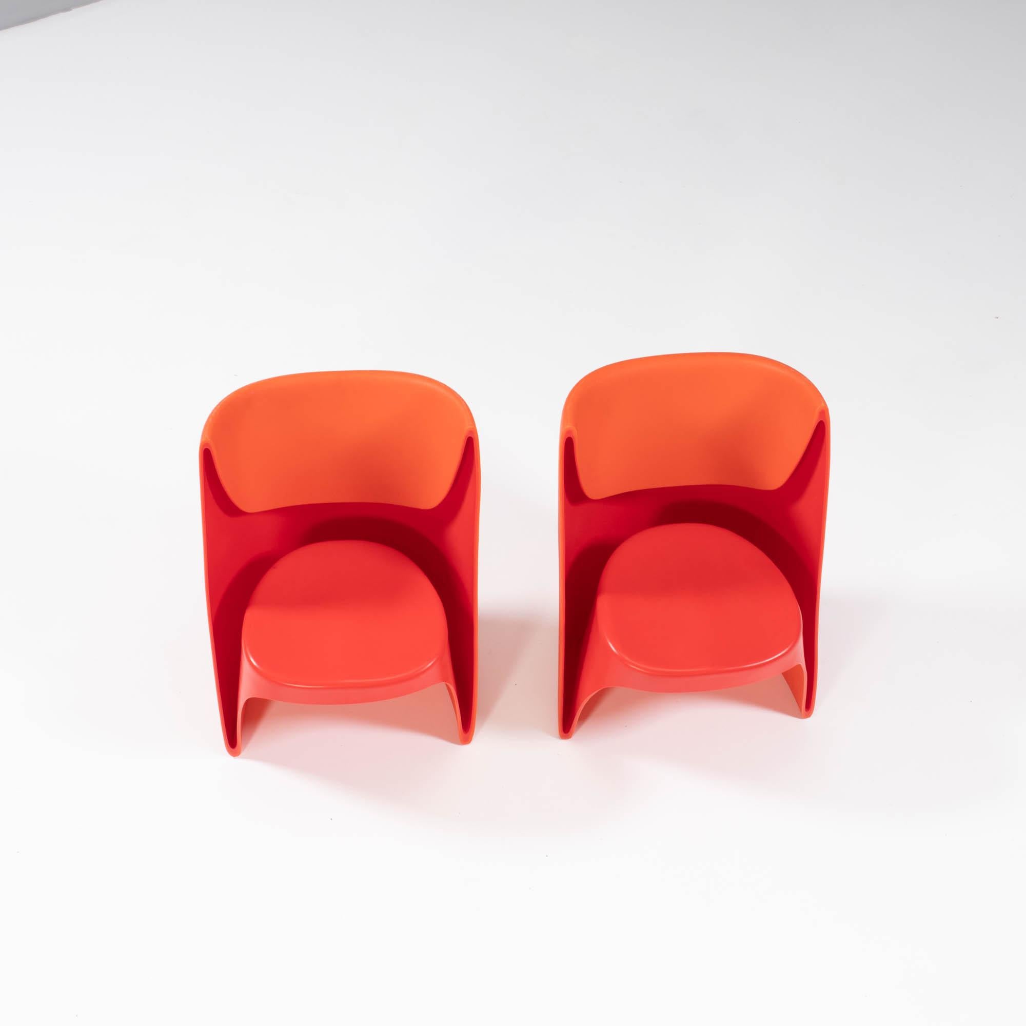 Modern Cappellini by Ron Arad ‘Nona Rota’ Plastic Orange Armchairs, Set of 2