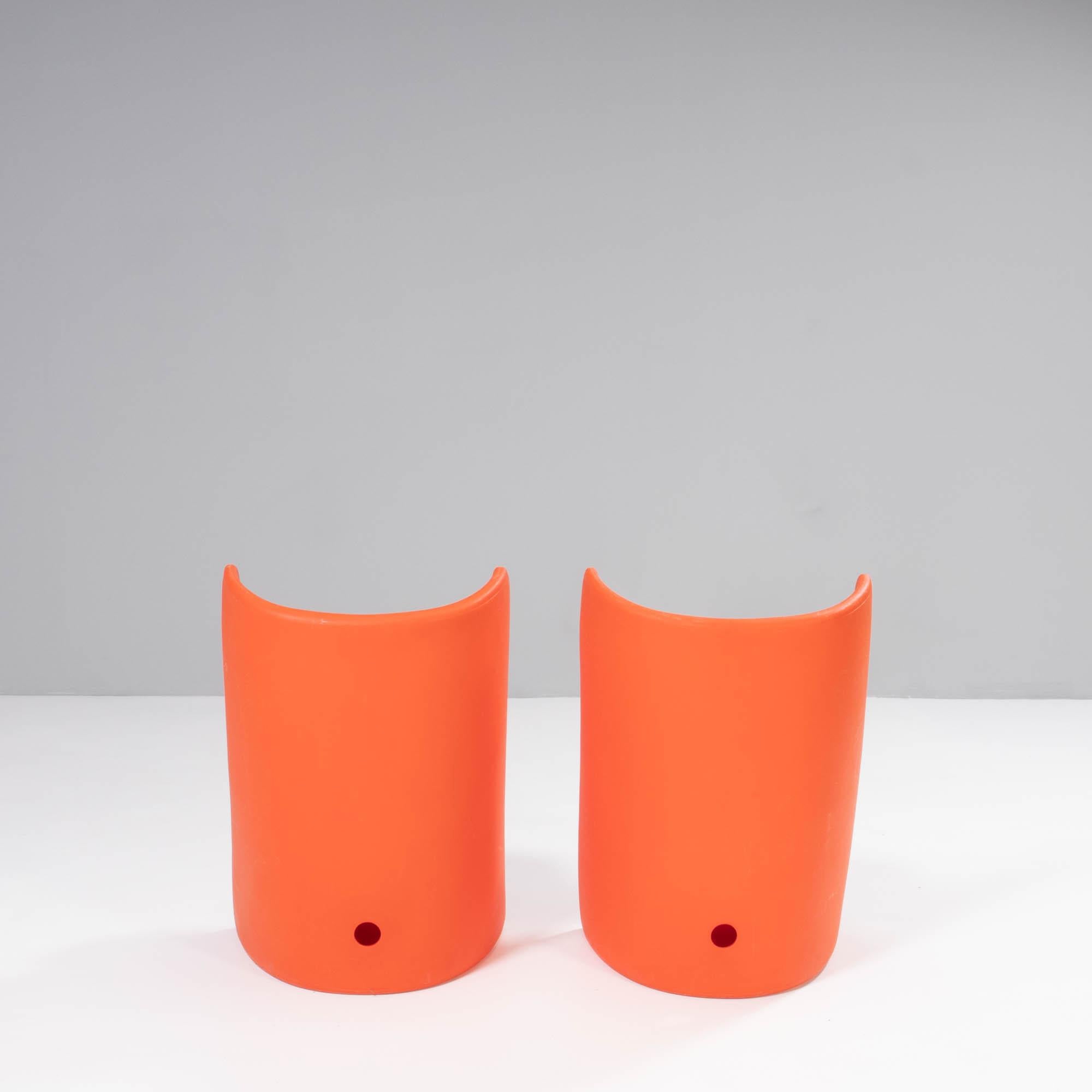 Italian Cappellini by Ron Arad ‘Nona Rota’ Plastic Orange Armchairs, Set of 2