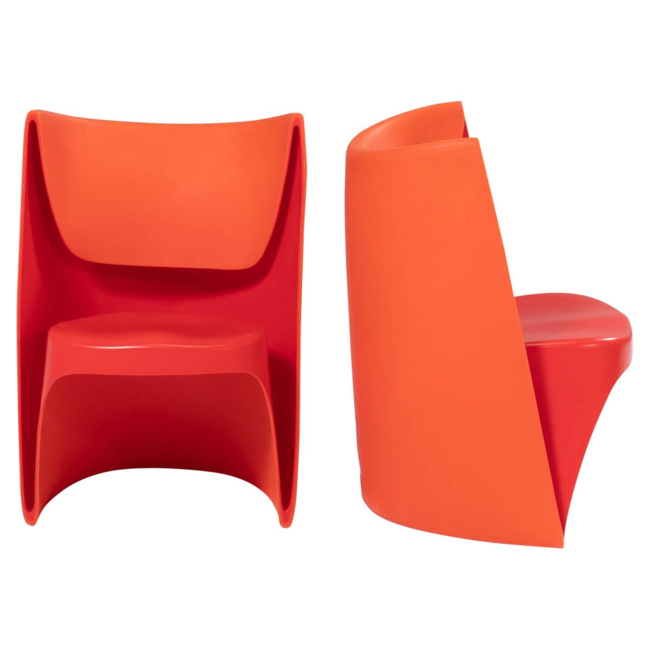 Cappellini by Ron Arad ‘Nona Rota’ Plastic Orange Armchairs, Set of 2