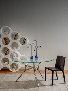 Bougeoirs Dariel Studio Low Blue en métal laminé pour Cappellini
