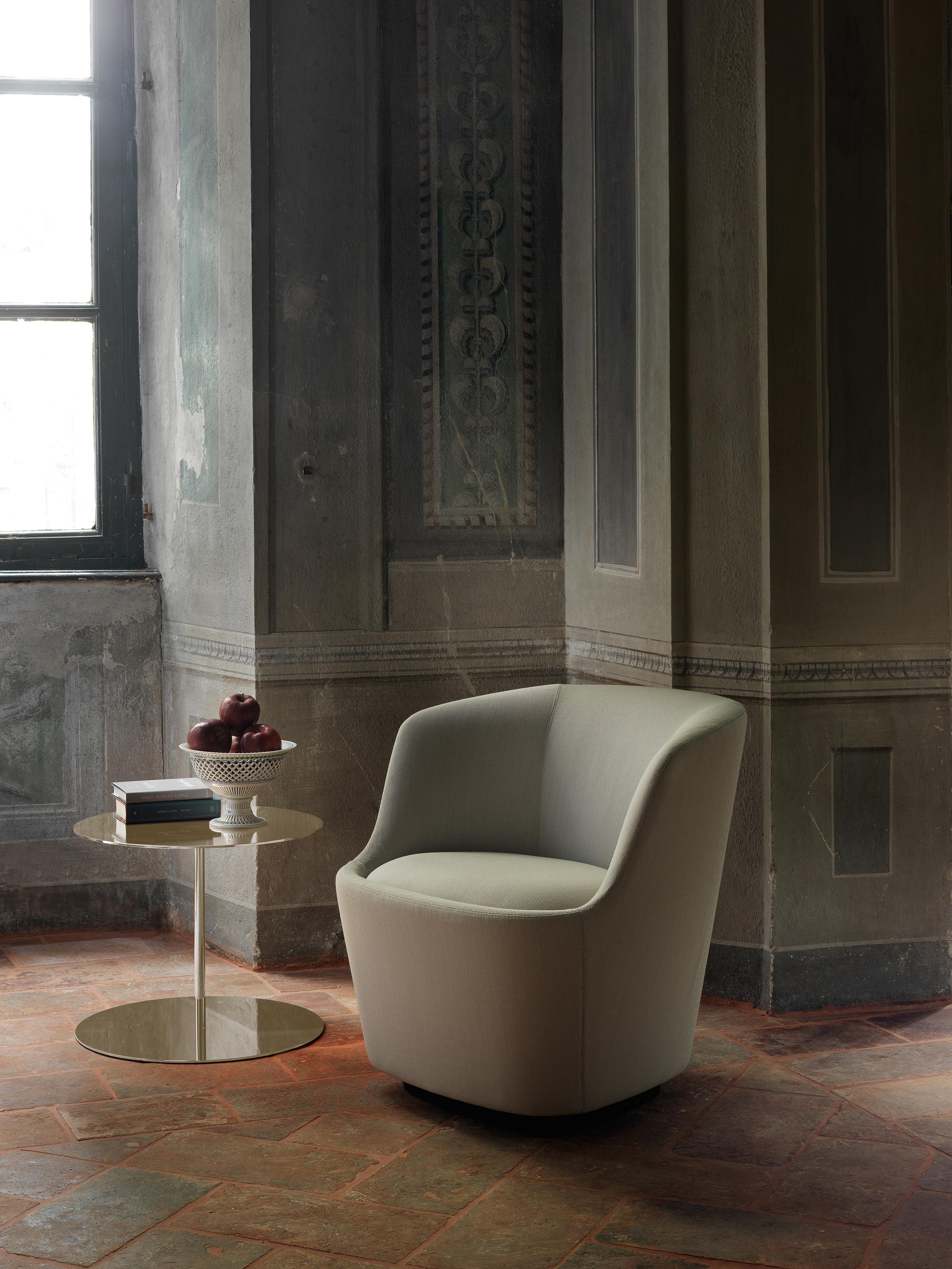 Modern Cappellini Orla Swivel Armchair in Poplar and Fabric by Jasper Morrison For Sale