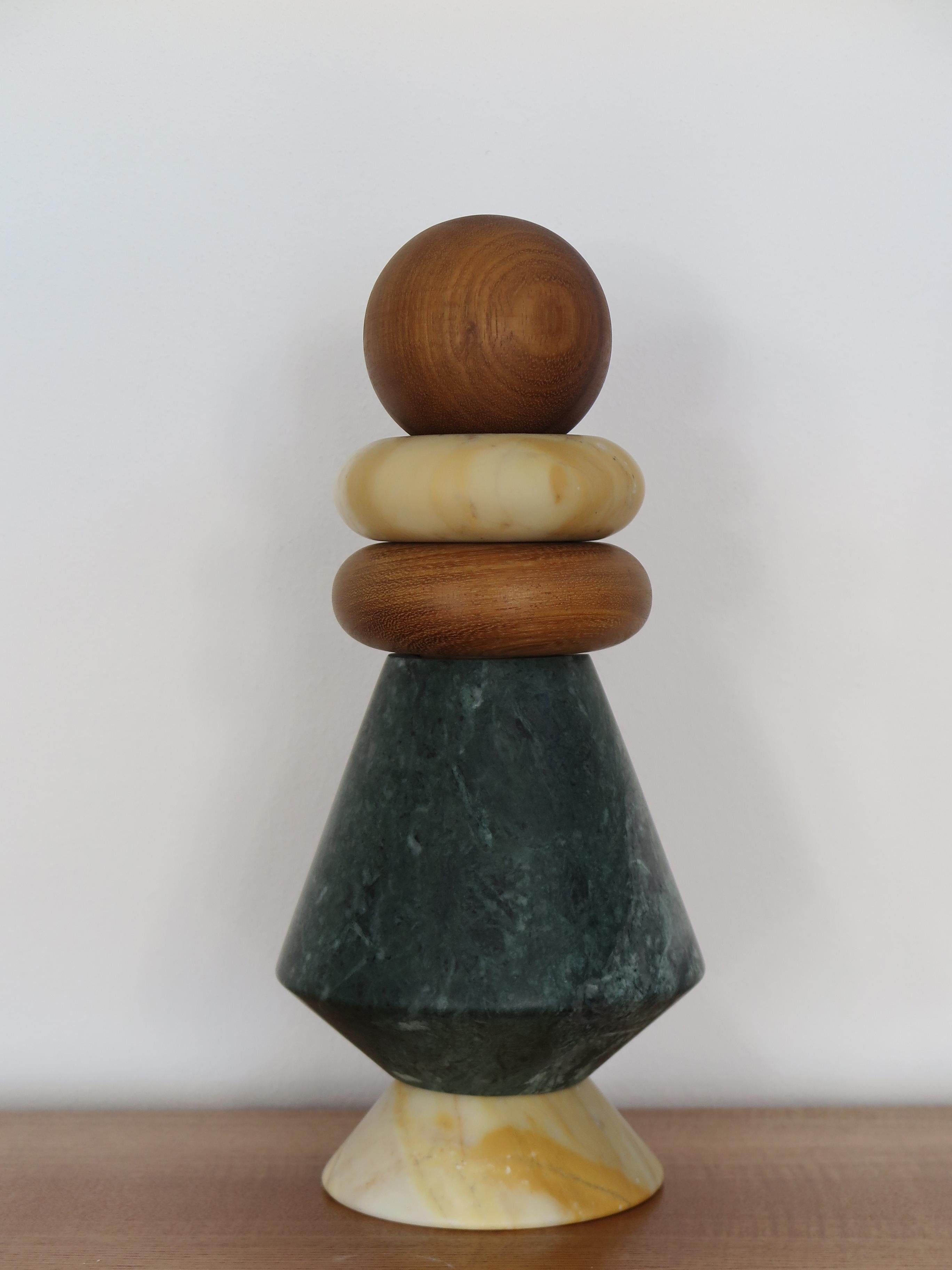 Capperidicasa Contemporary Italian Marble Wood Sculpture Flower Vase 