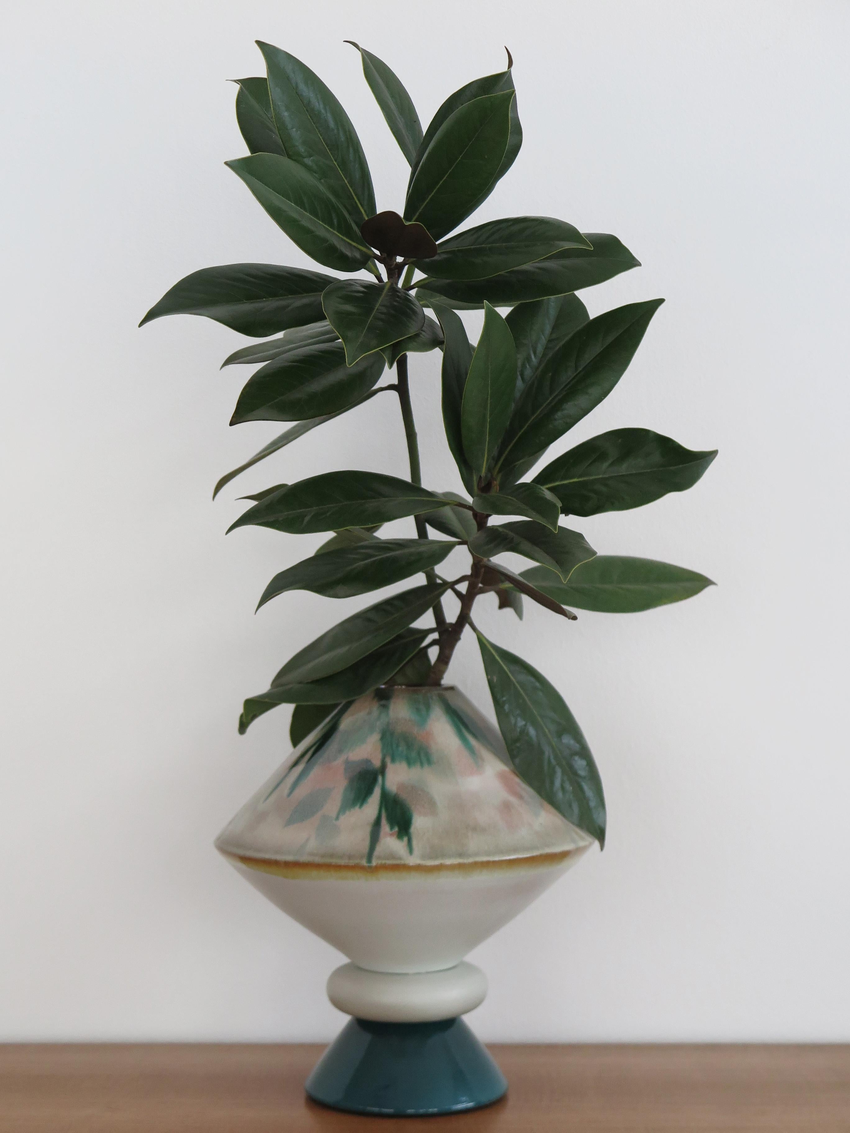 Moderne Capperidicasa Italian Ceramic Wood Contemporary Sculpture Flower Vase 