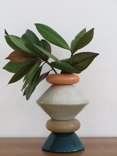 Capperidicasa Italienische Zeitgenössische Keramik Holz Skulptur Blumenvase "iTotem"