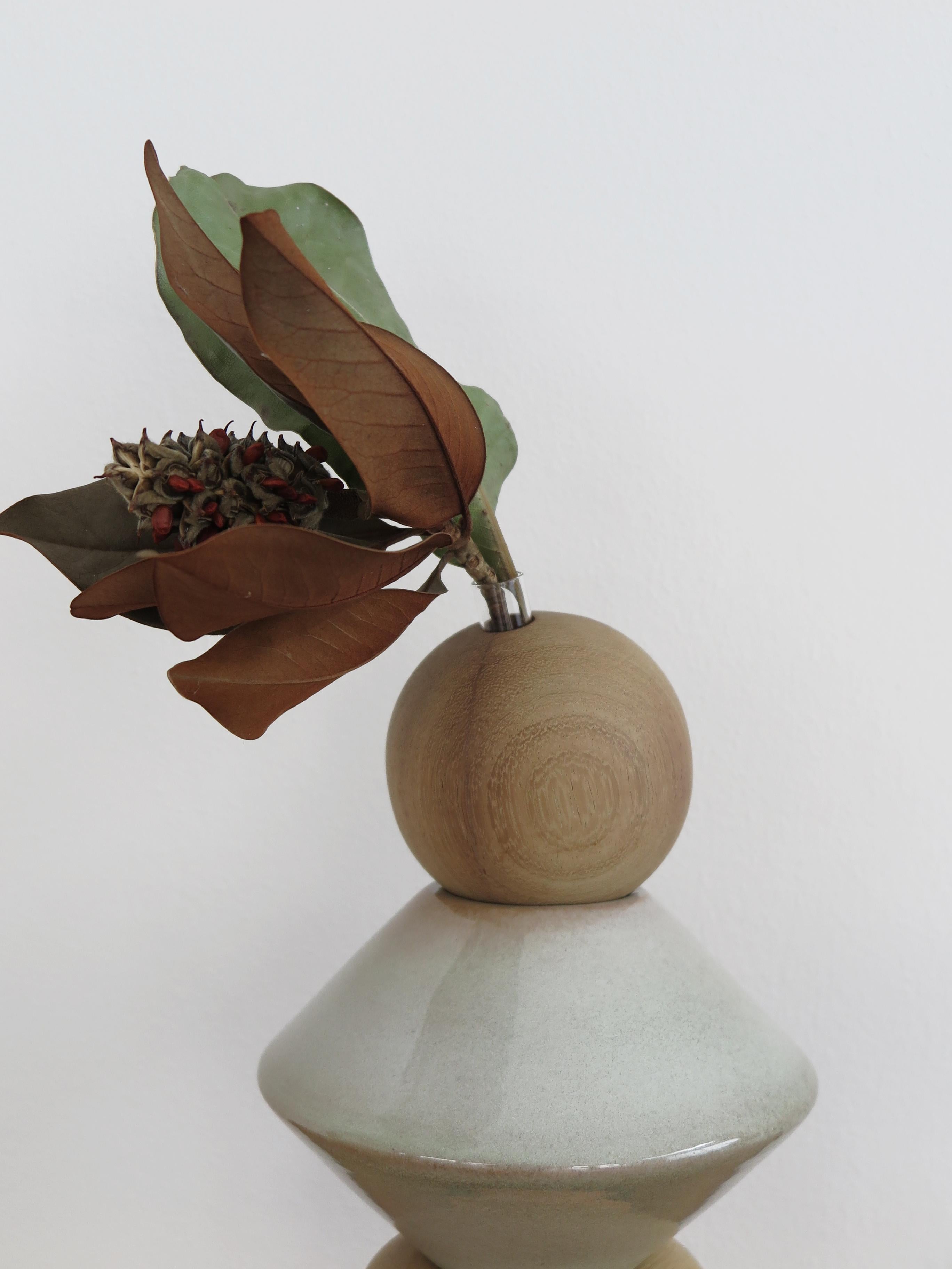 Capperidicasa Italian Contemporary Ceramic Wood Sculpture Flower Vase 