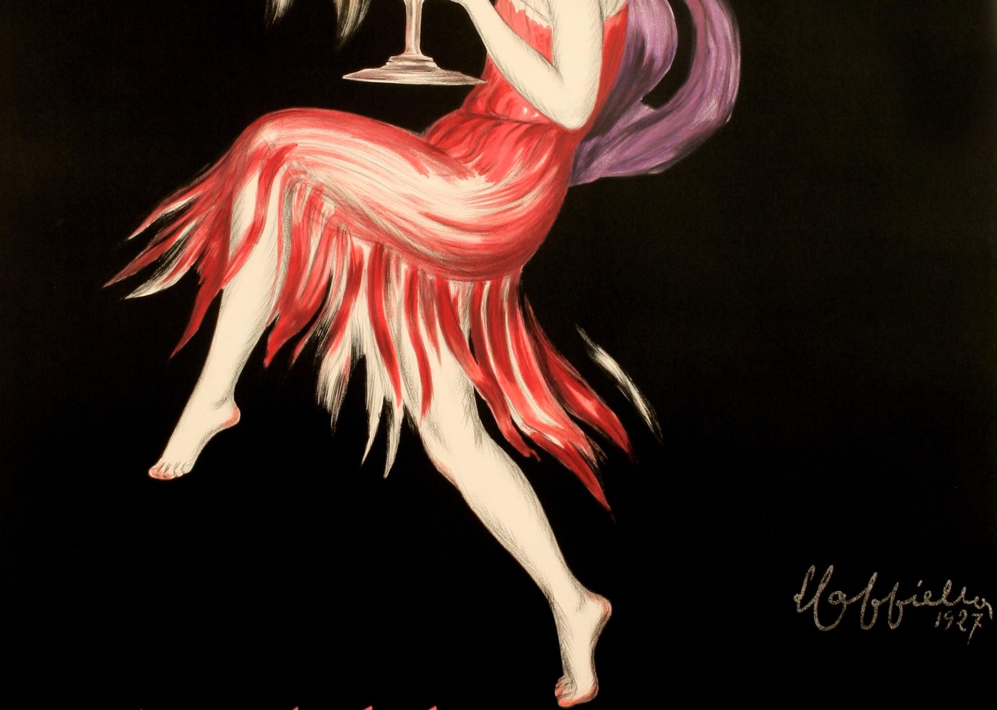 Art déco Cappiello, Affiche originale sur l'alcool, Cognac Monnet, Salamandre, Liqueur, Soleil, 1927 en vente