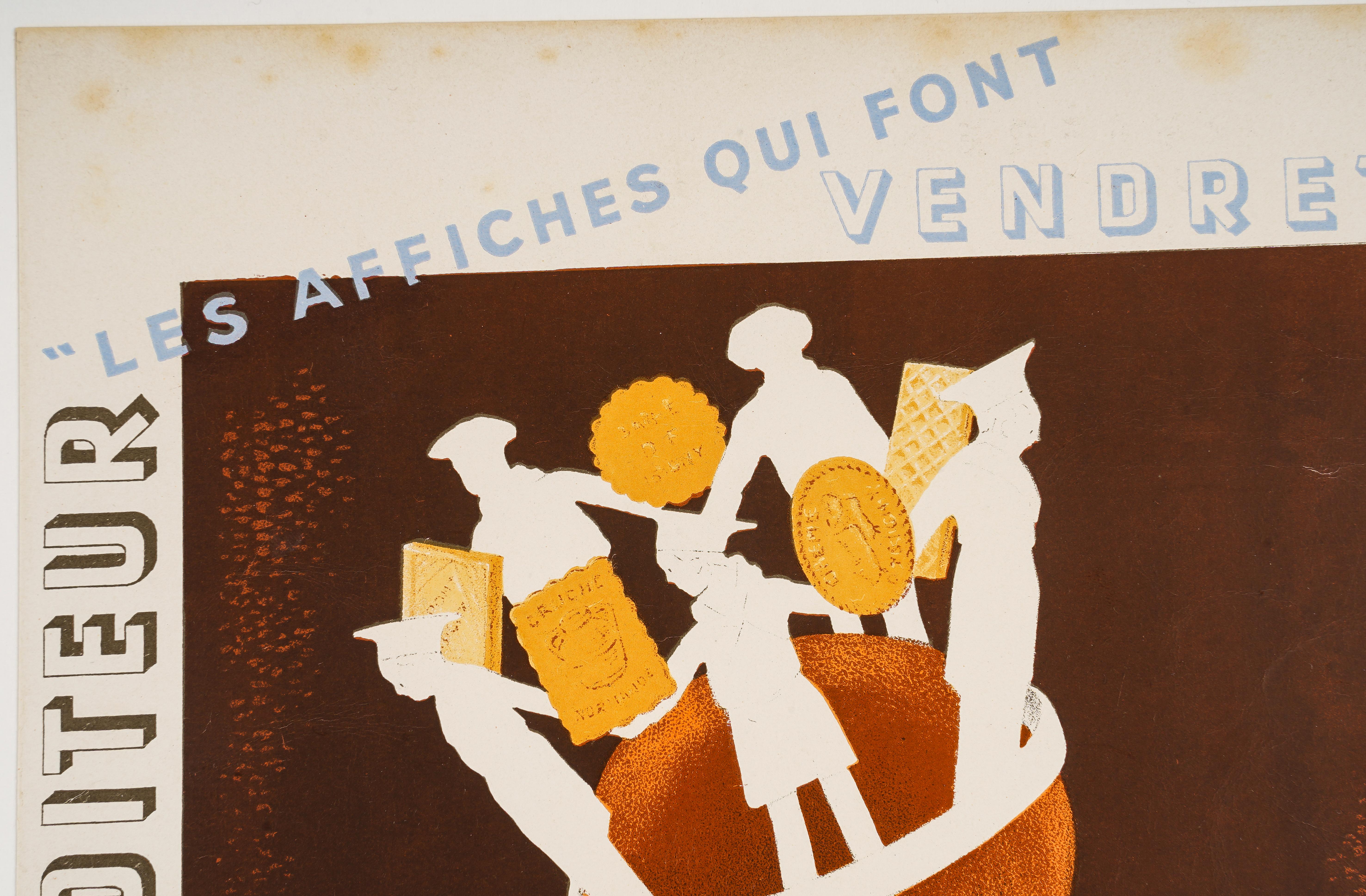 French Cappiello, Original Food Poster, Biscuit Dupont d'Isigny, Normandy, Printer 1933 For Sale