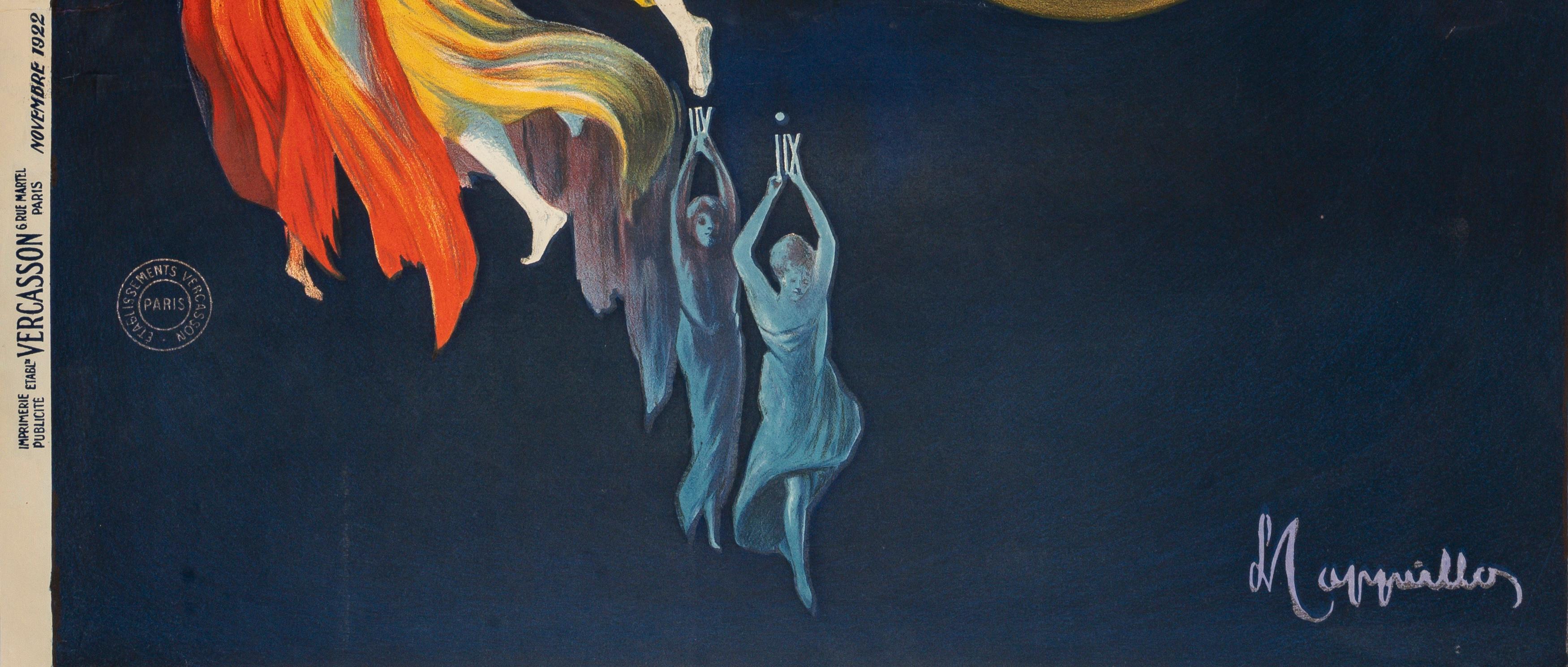 XX secolo Cappiello, Poster originale, Elezioni, Orologio da tasca, Orologio, Cronometro Tempo 1922 in vendita