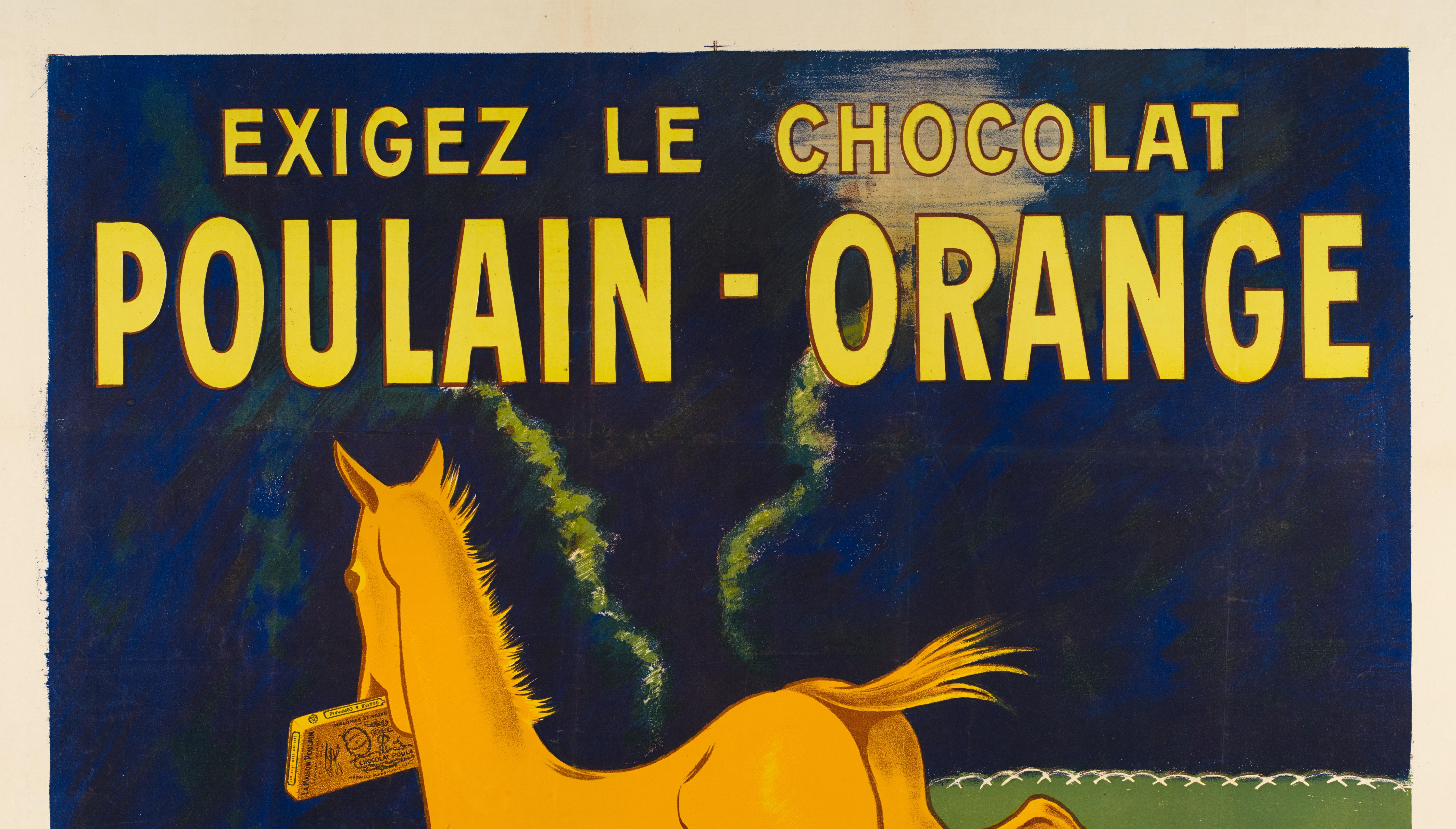Belle Époque Cappiello, Original Vintage Poster, Chocolat Poulain-Orange, Foal, Horse, 1911