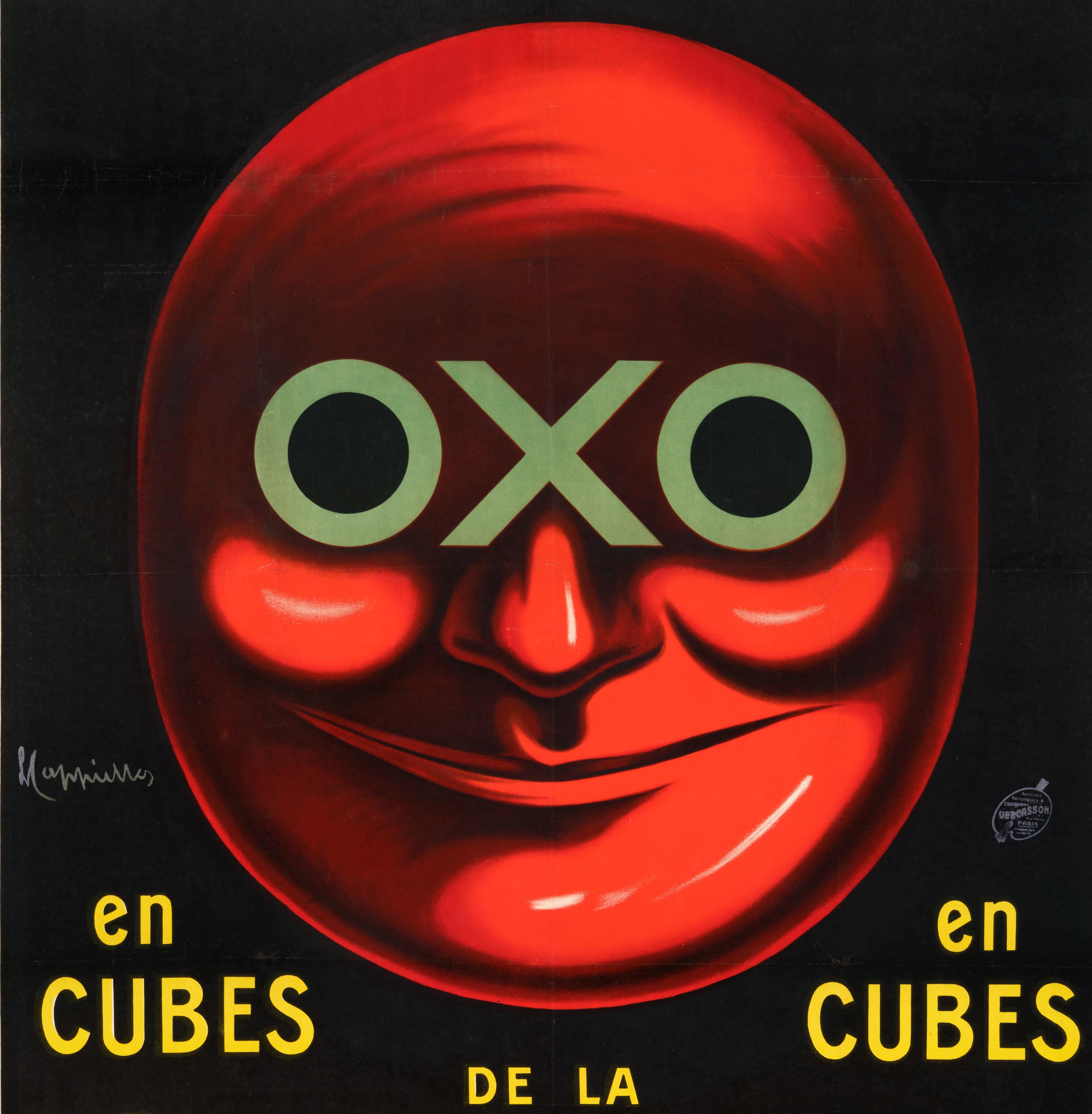 Cappiello, Original-Vintage-Poster, OXO, Würfelbroth Liebig, Fleisch- und Fleischwaren, 1911 (Belle Époque) im Angebot