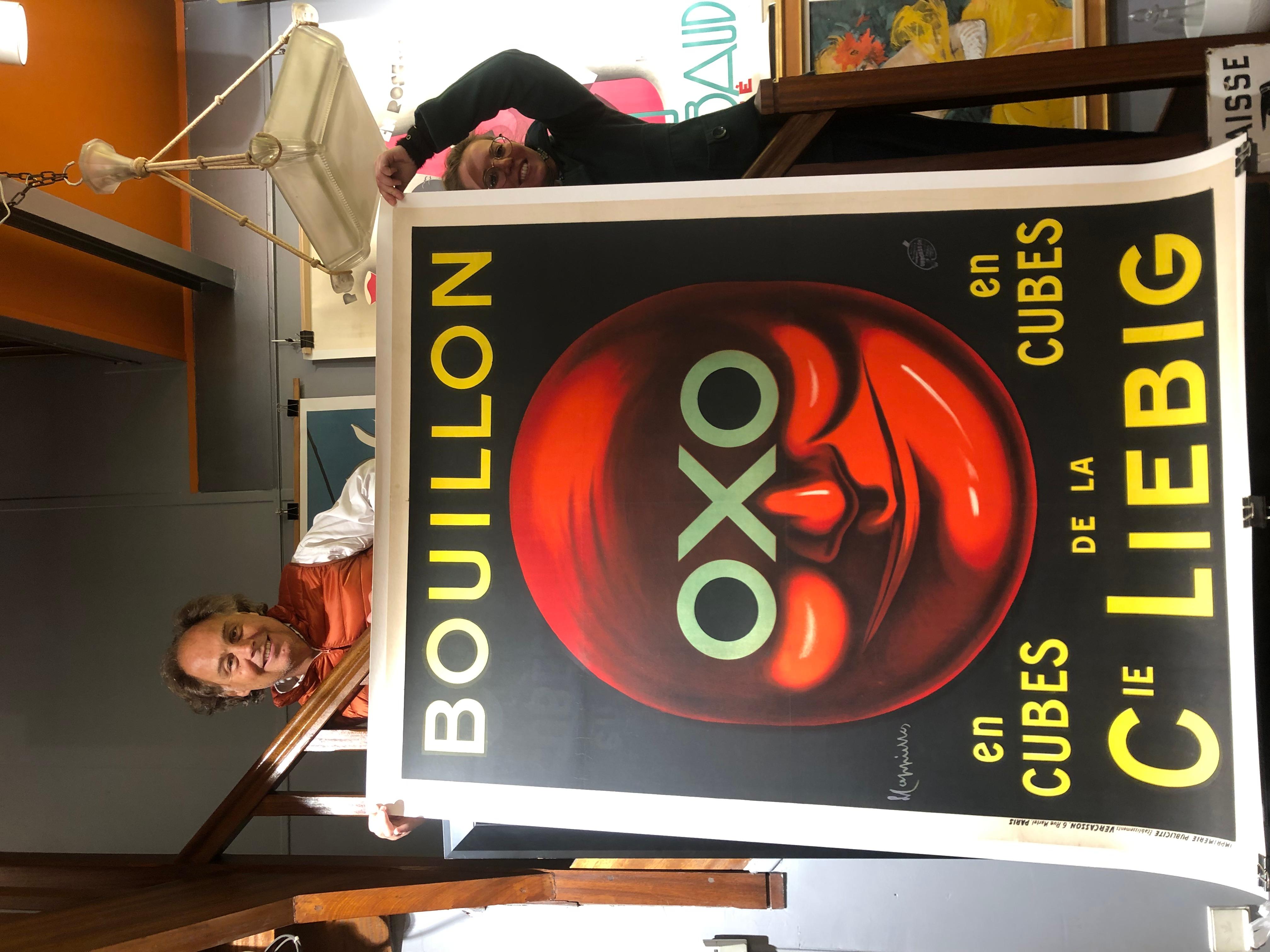 Cappiello, Original-Vintage-Poster, OXO, Würfelbroth Liebig, Fleisch- und Fleischwaren, 1911 im Zustand „Gut“ im Angebot in SAINT-OUEN-SUR-SEINE, FR