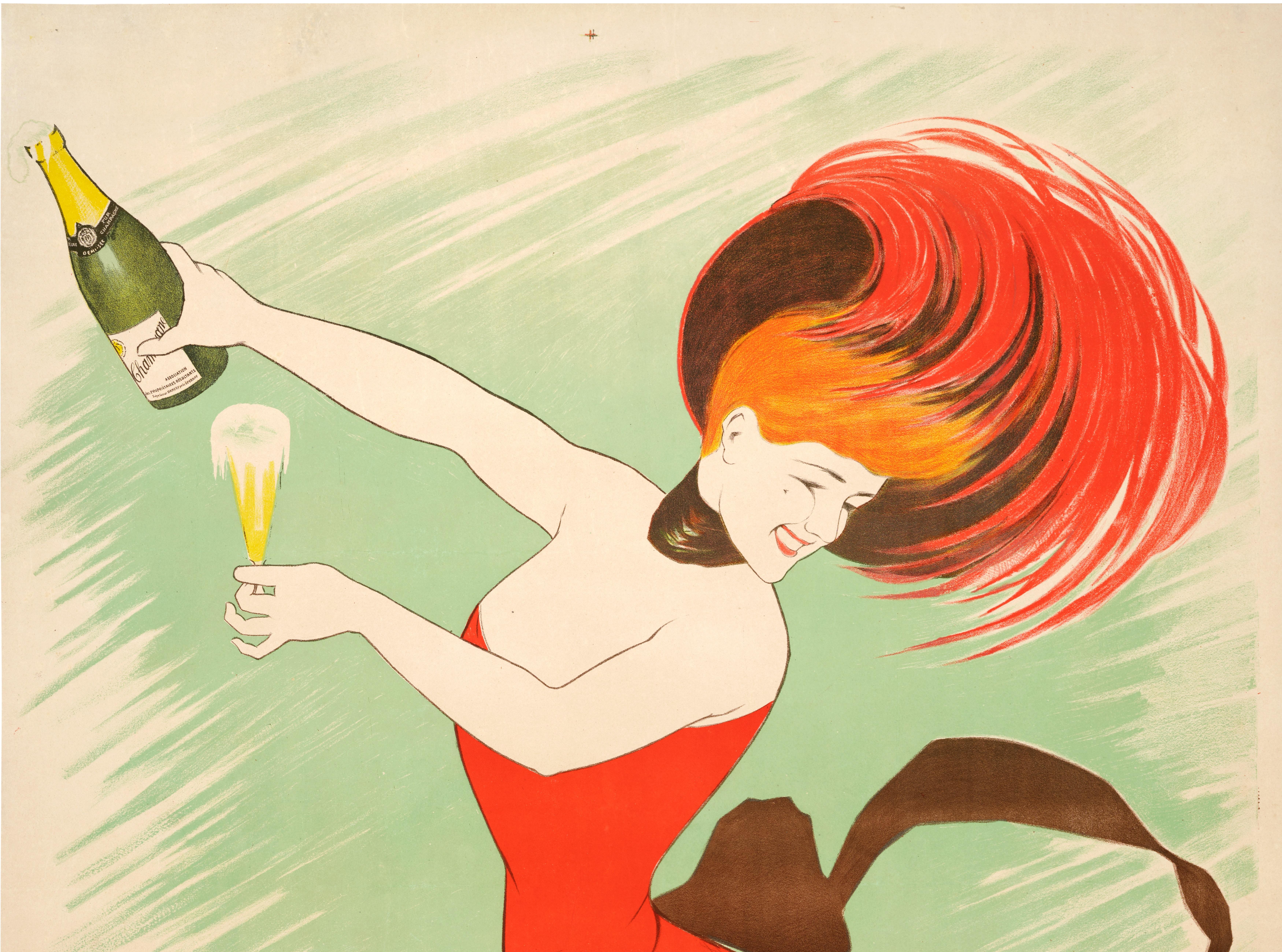 Affiche publicitaire sur le champagne réalisée par Leonetto Cappiello en 1902 pour l'Association des vignerons de Champagne. 

Artistics : Leonetto Cappiello (1875 - 1942) 

Titre : Pur Champagne Damery - Epernay

Date : 1902

Taille : 33 x 54.5 in