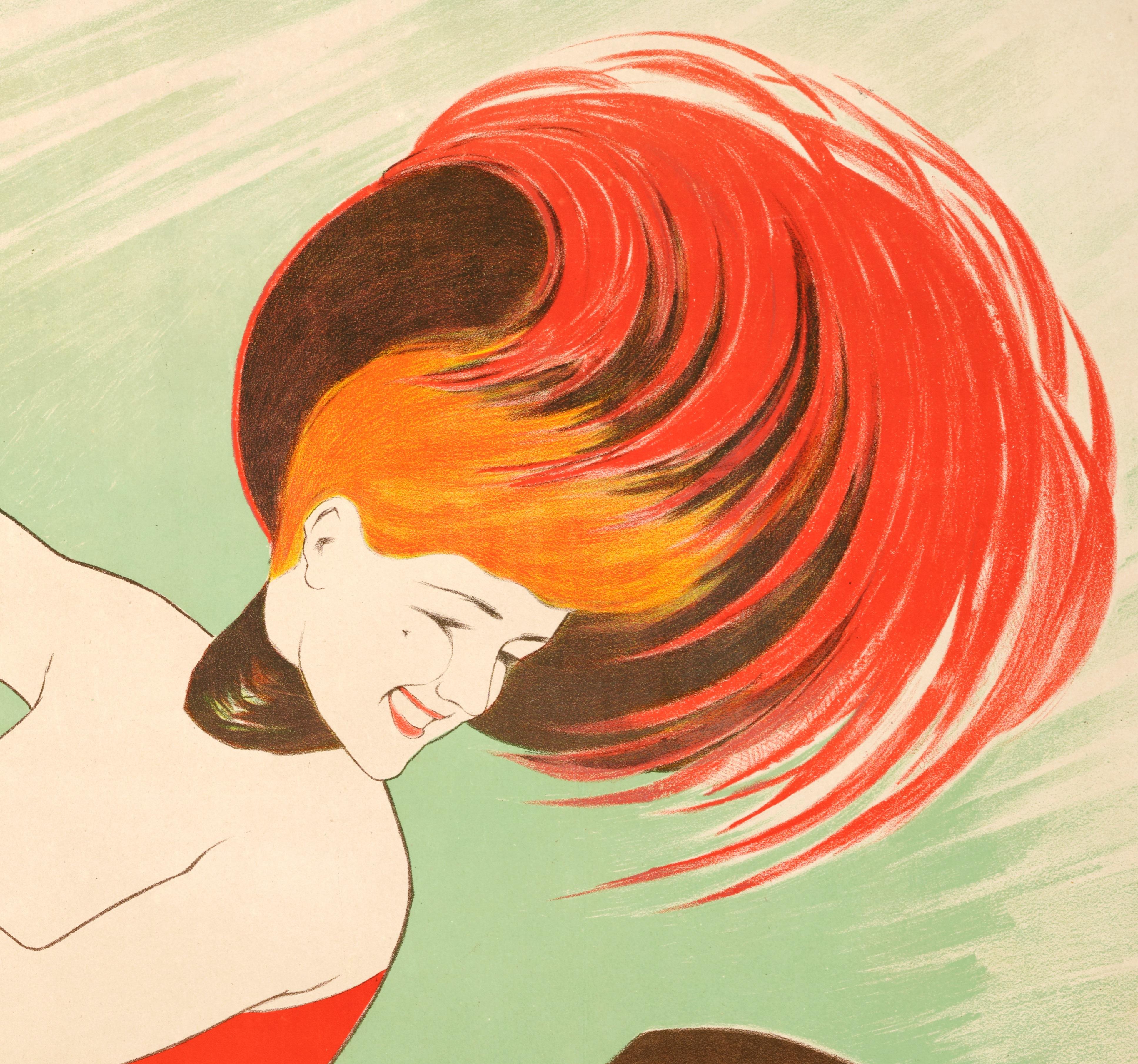 Français Cappiello, affiche vintage d'origine, Champagne pur, vigneur, caveur de vin, 1902