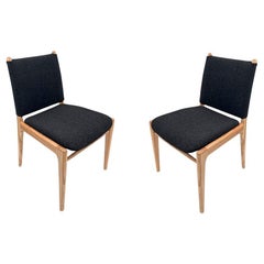Chaise de salle à manger Cappio en finition Wood Wood Wood et tissu noir, ensemble de 2