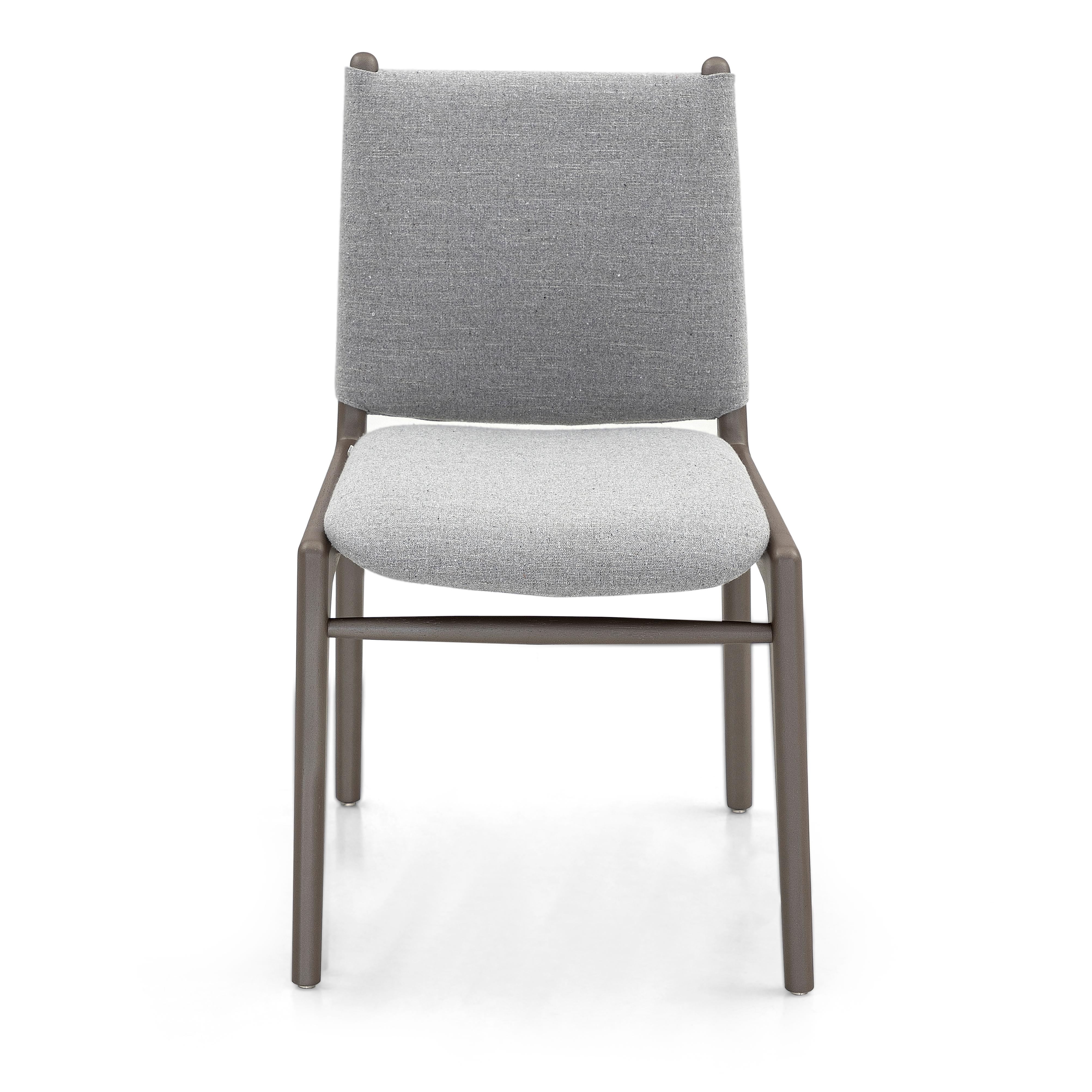 Upholstery Cappio Dining Chair in Chocolate Wood Color with Gray Fabric, set of 2 For Sale