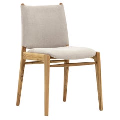 Cappio Dining Chair in Teak Finish with Ivory Fabric, Set of 2