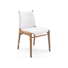 Pair of Dining Chairs with Buckle, in Teak with Light Beige Fabric - Cappio Line