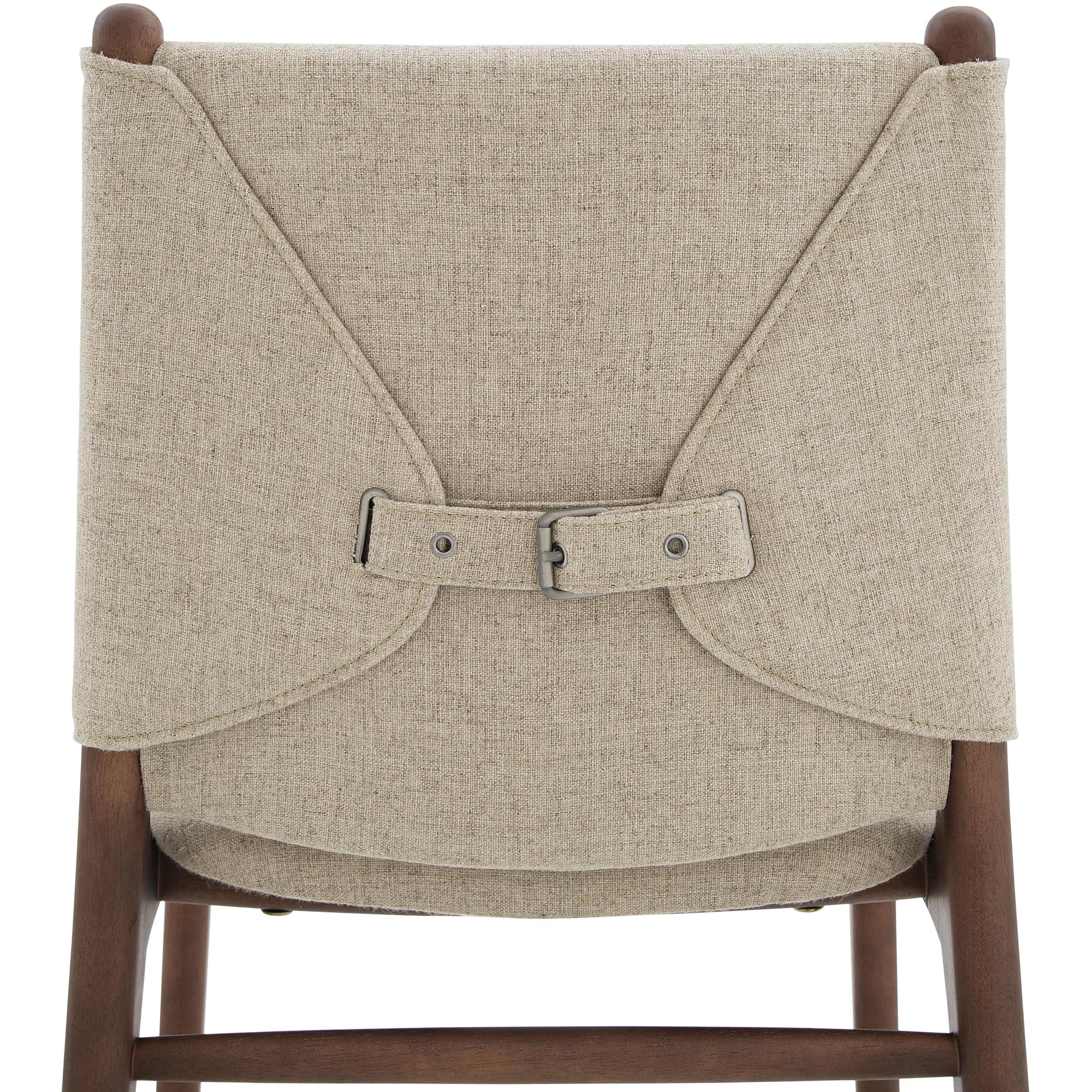 Mordenzato Coppia di sedie da pranzo in finitura noce con tessuto taupe, Linea Cappio in vendita