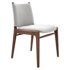 Cappio Dining Chair in Walnut Finish with Light Grey Fabric, Set of 2