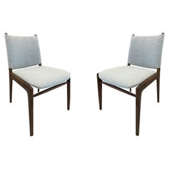 Cappio Dining Chair in Walnut Finish with Light Grey Fabric, Set of 2