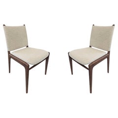 Cappio Dining Chair in Walnut Wood Finish with Light Beige Fabric, set of 2