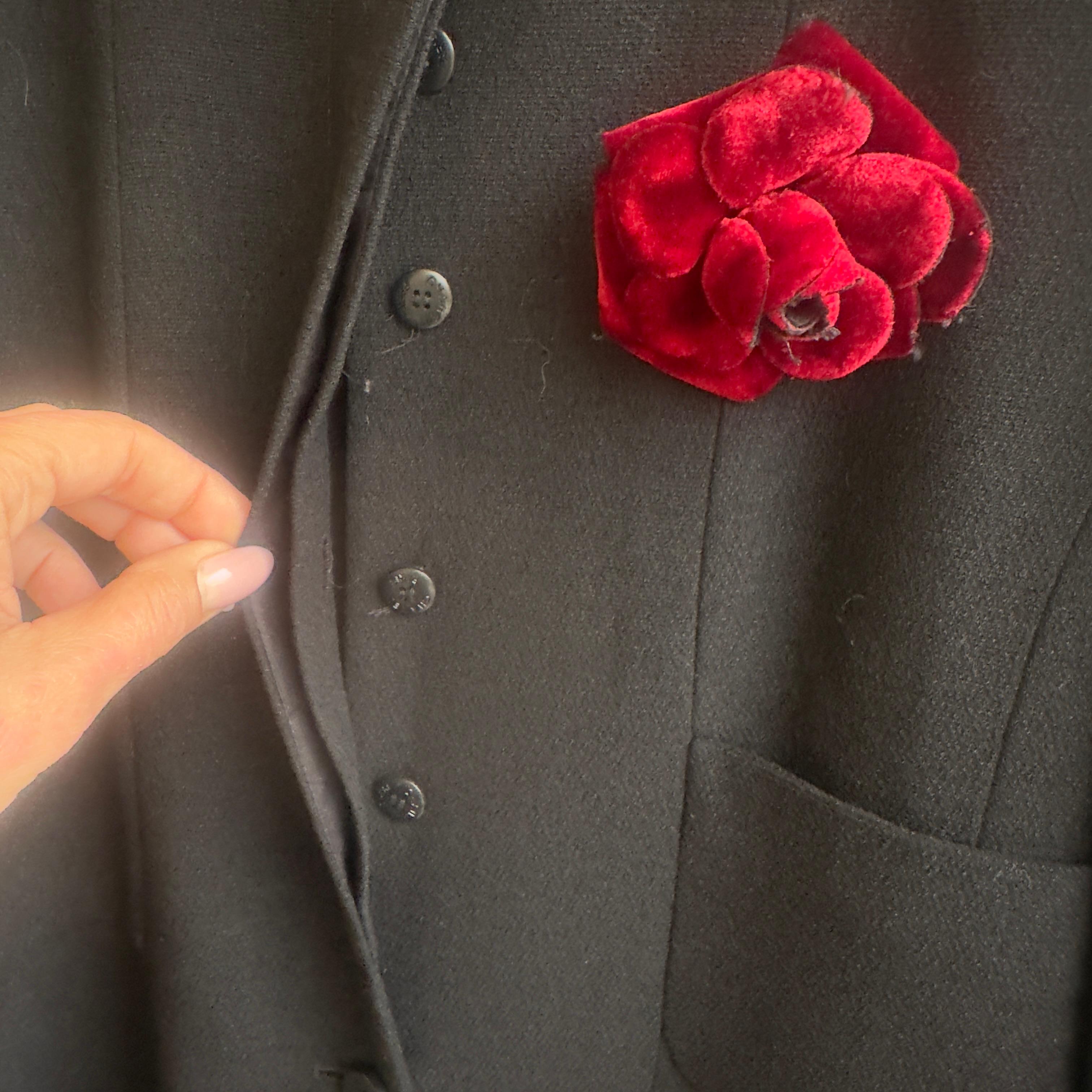 Chanel coat with camellia Like new For Sale 1