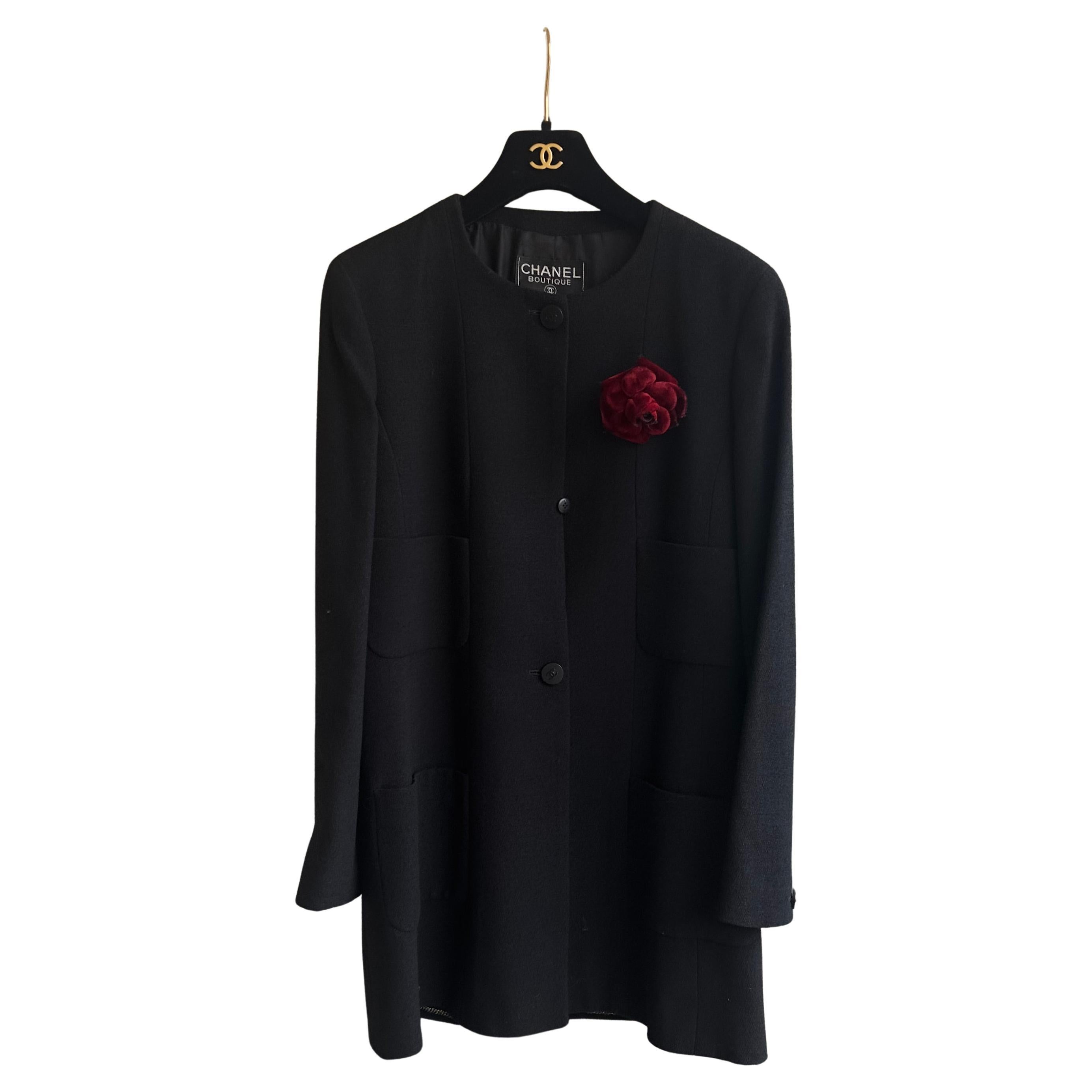 Chanel coat with camellia Like new For Sale
