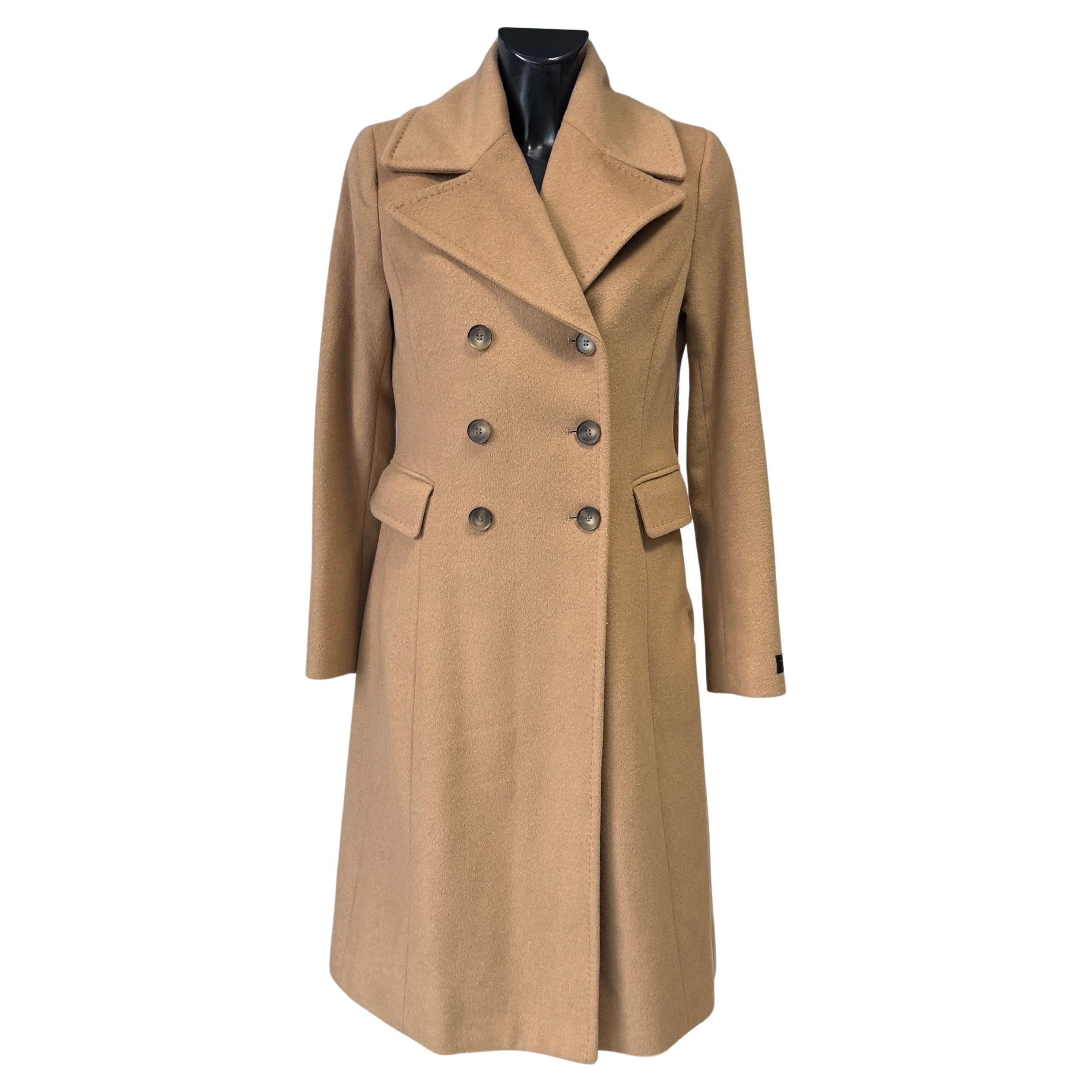 Donna Karan Manteau en laine et cachemire caramel Elégance structurée années 2000