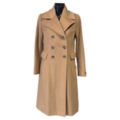 Donna Karan Mantel aus Wolle und Kaschmir Karamell Strukturierte Eleganz 2000er