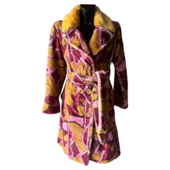 Kitagi mehrfarbiger geometrischer Kunstpelzmantel, 2000er Jahre