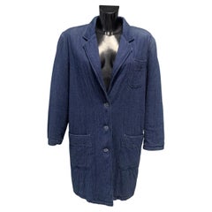 Manteau Krizia Jeans en denim de coton bleu, fin des années 1990 Nouveau
