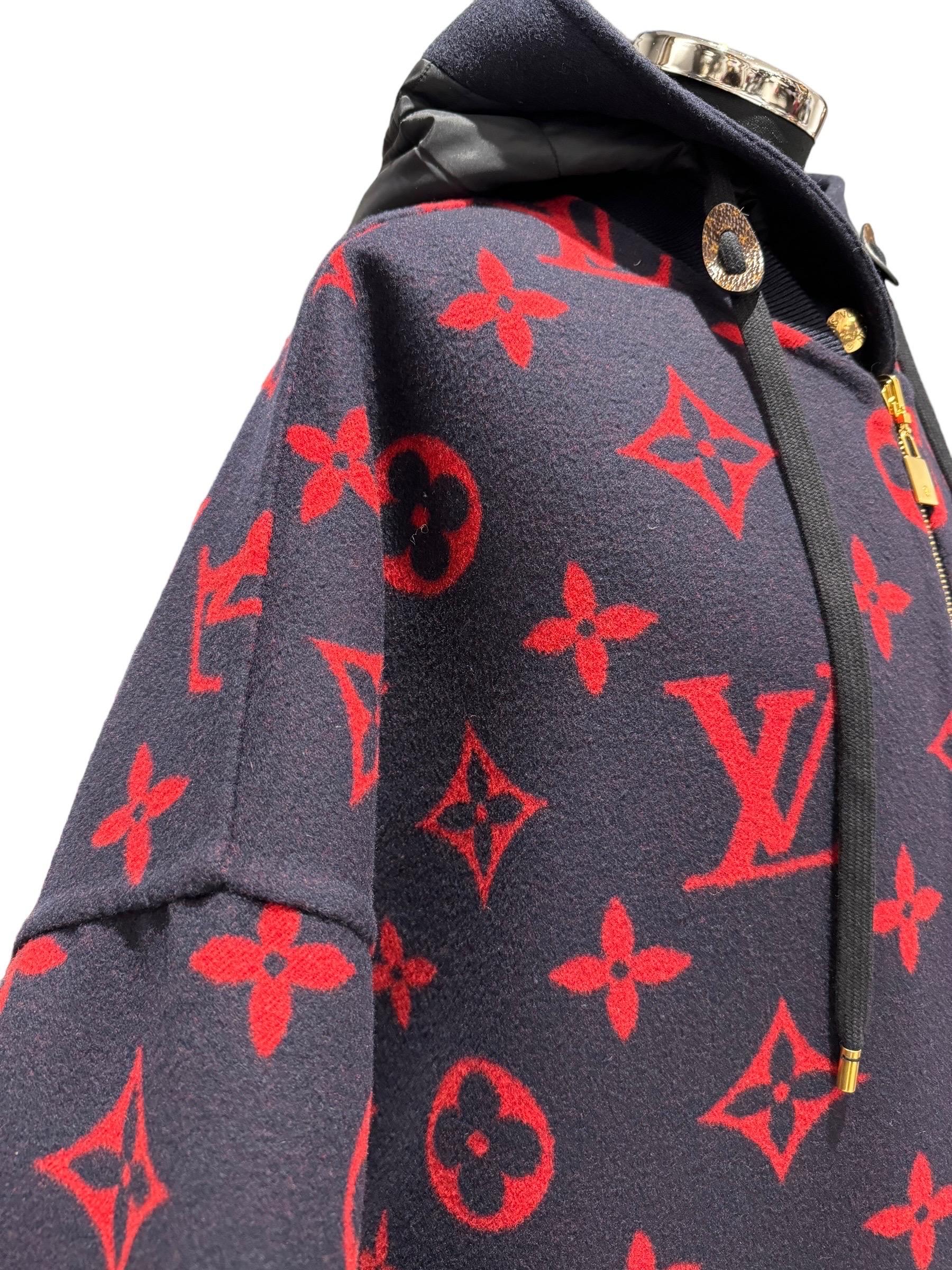 Cappotto Louis Vuitton Reversibile Monogram Jacquard Blu In Good Condition For Sale In Torre Del Greco, IT