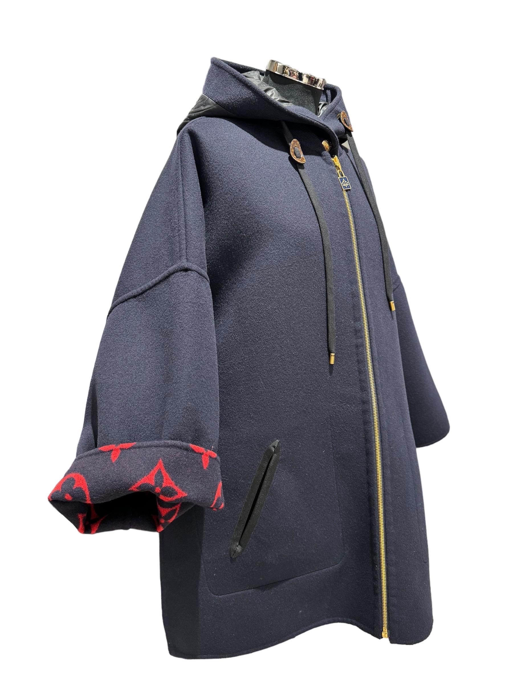 Cappotto Louis Vuitton Reversibile Monogram Jacquard Blu For Sale 5