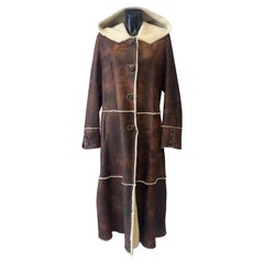 Cappotto Lungo in Montone Nappato con Cappuccio, nuovo con cartellino