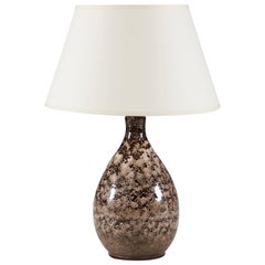 Vintage Cappuccino Glaze Studio Pottery Table Lamp, Mid-20th Century Brown and Cream