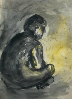 CAPPY - 'Camp Fire' - Vintage Watercolor Painting - Signed - Mid 20th Century