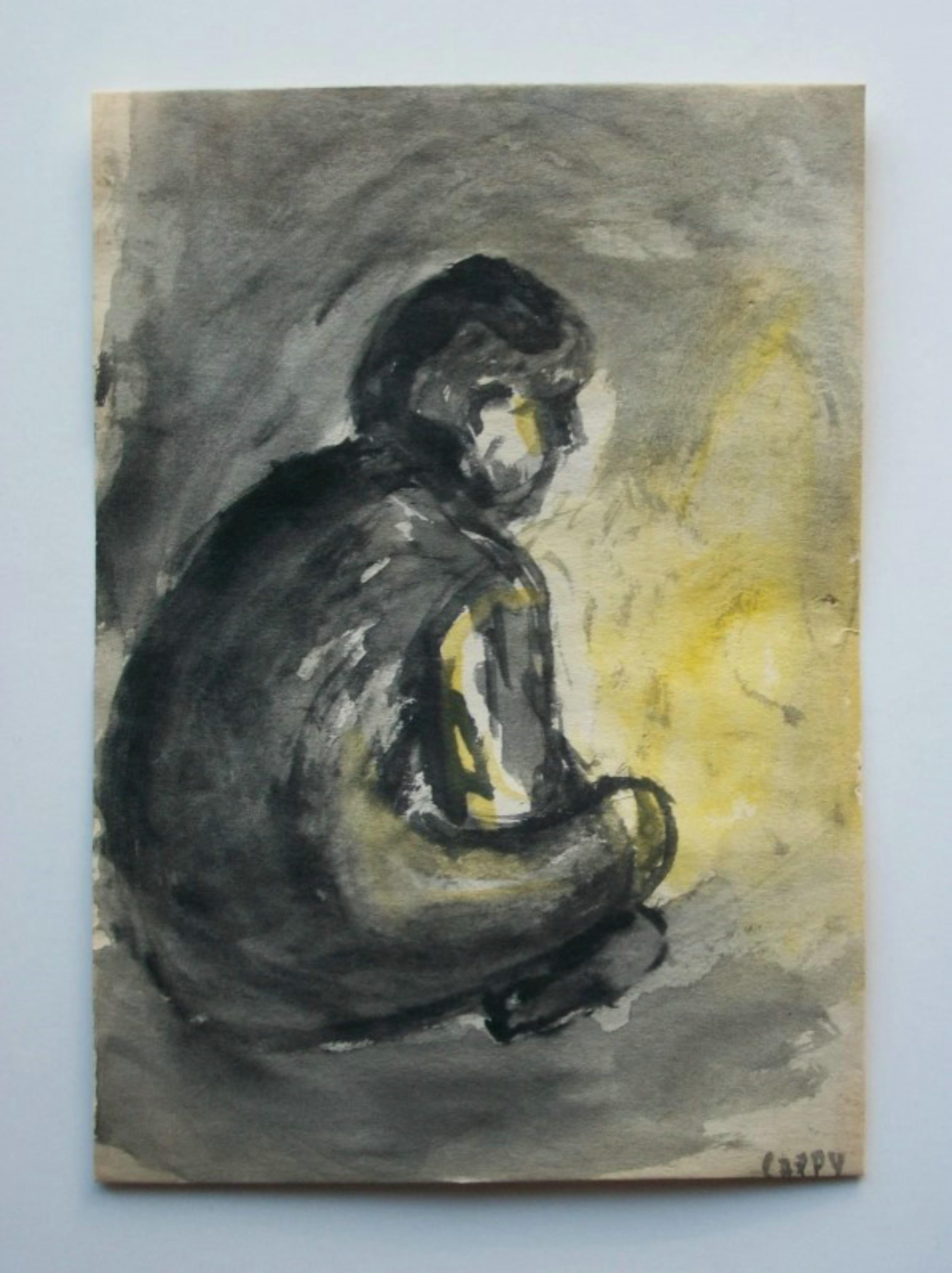 CAPPY - 'Lagerfeuer' - Vintage Aquarell - Signiert - Mitte 20. (Kanadisch) im Angebot