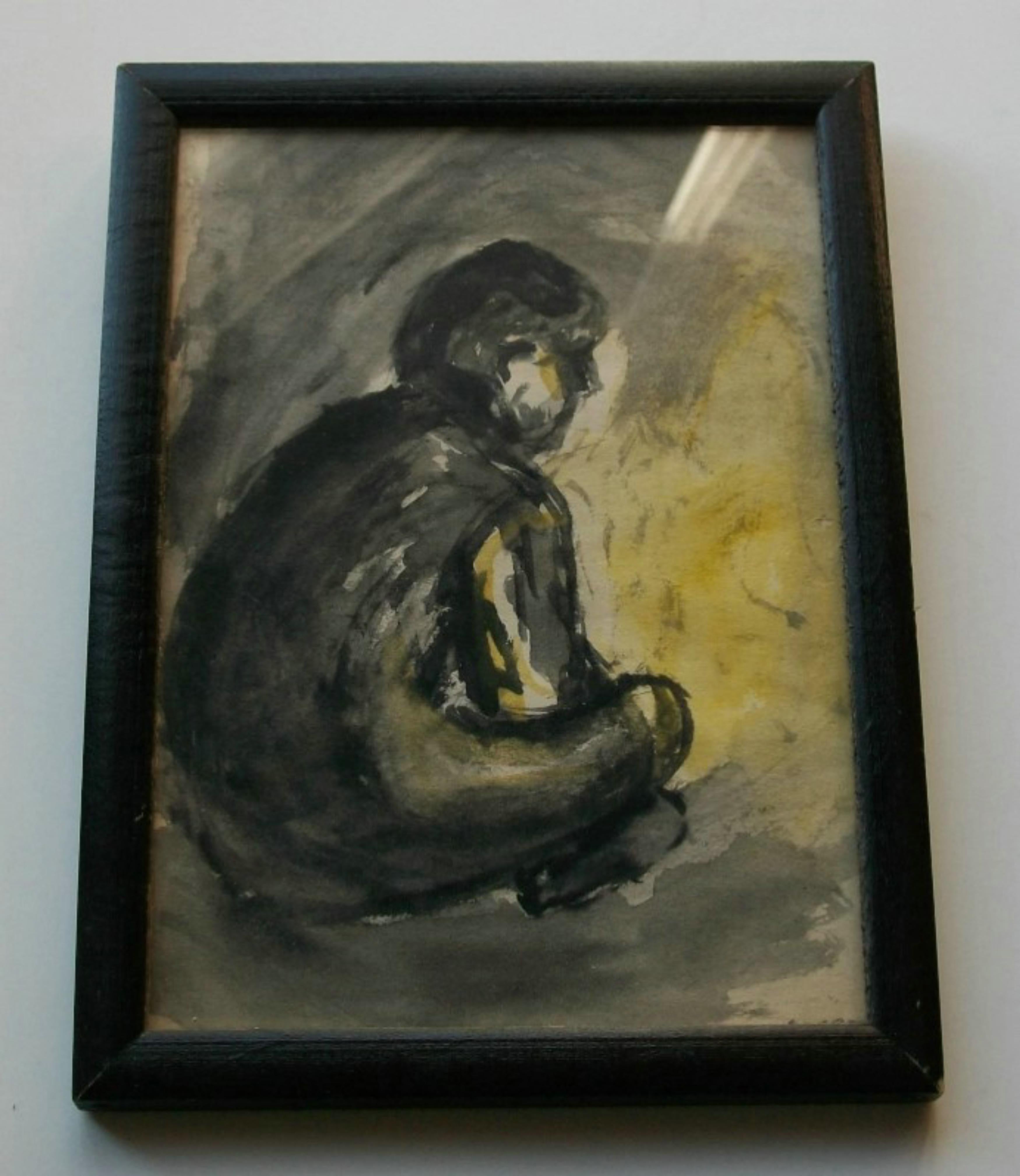 CAPPY - 'Lagerfeuer' - Vintage Aquarell - Signiert - Mitte 20. im Angebot 1