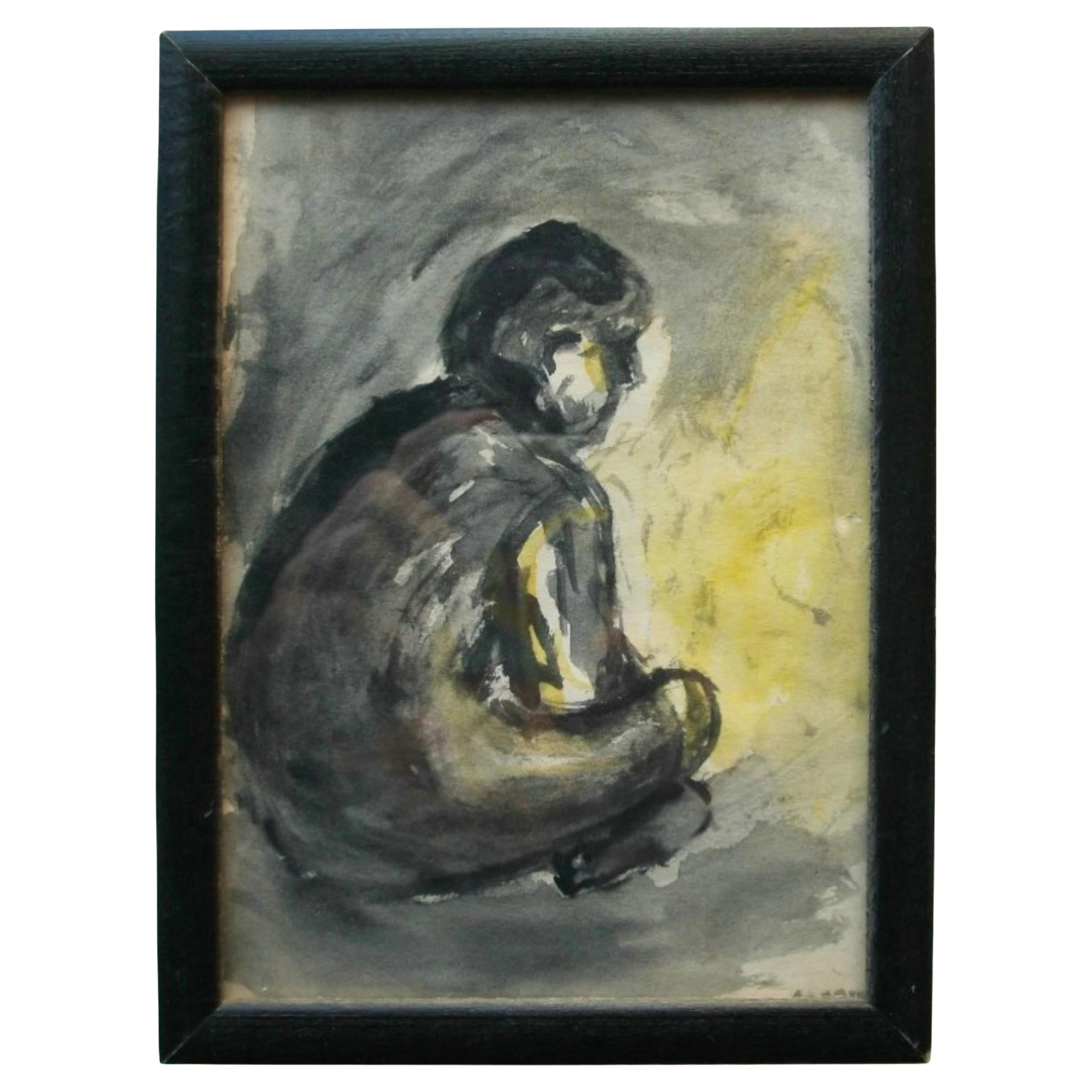 CAPPY -
Lagerfeuer
- Vintage Aquarell - Signiert - Mitte 20.