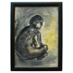 CAPPY - 'Camp Fire' - Vintage Watercolor Painting - Signed - Mid 20th Century